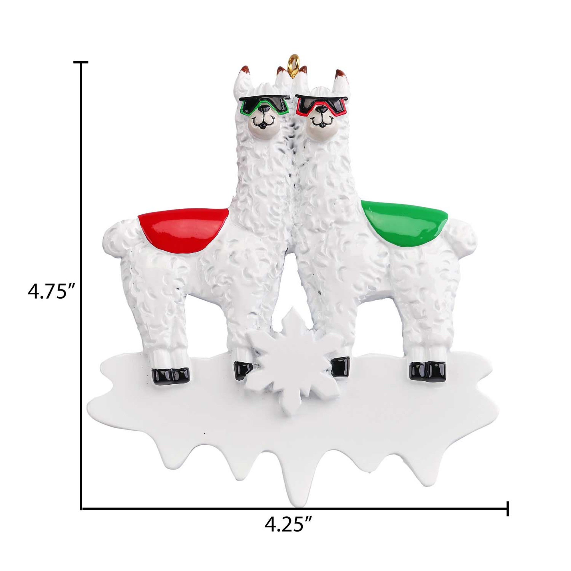 Personalized Llama Couple Snowflake Ornament