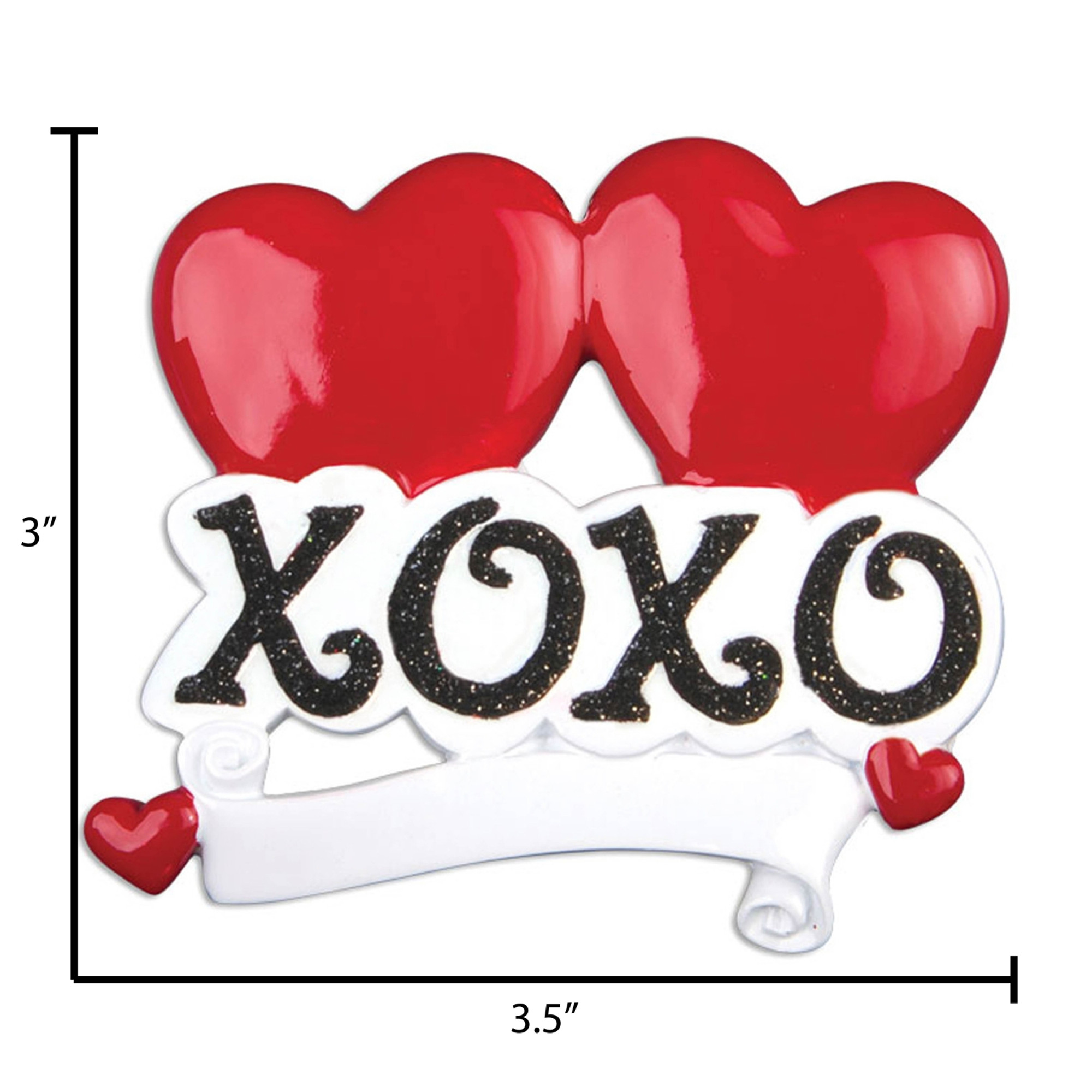 Personalized Chistmas Couple Heart XOXO Christmas Ornament
