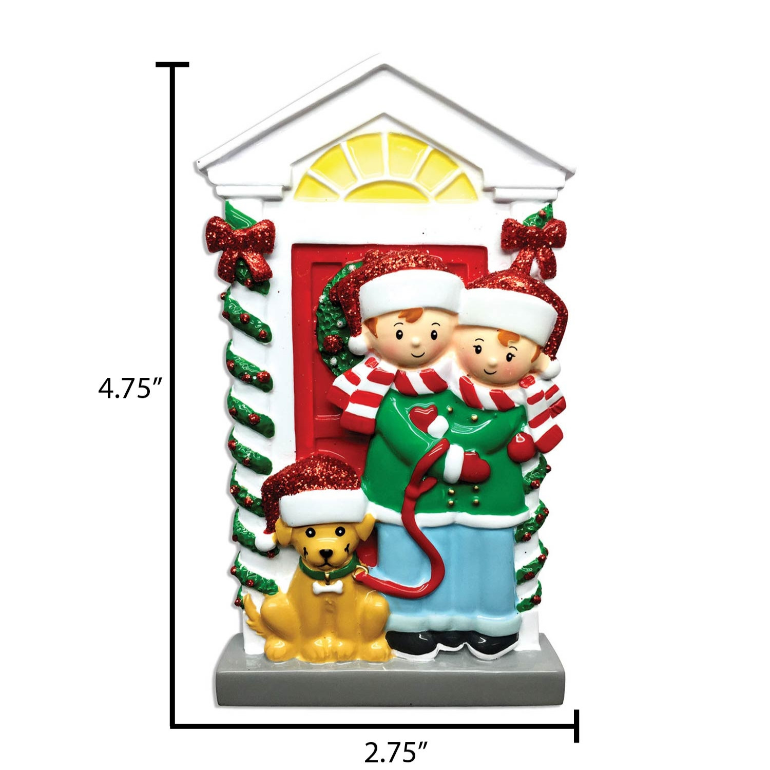 Personalized Couple with Pet Dog Outdoors Christmas Ornament