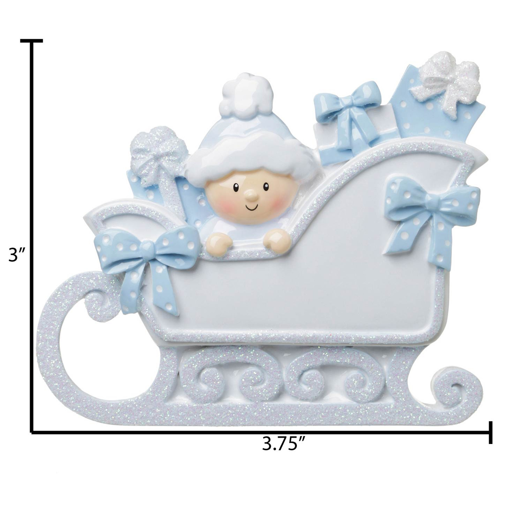 Personalized Baby Boy Blue Sleigh Christmas Ornament