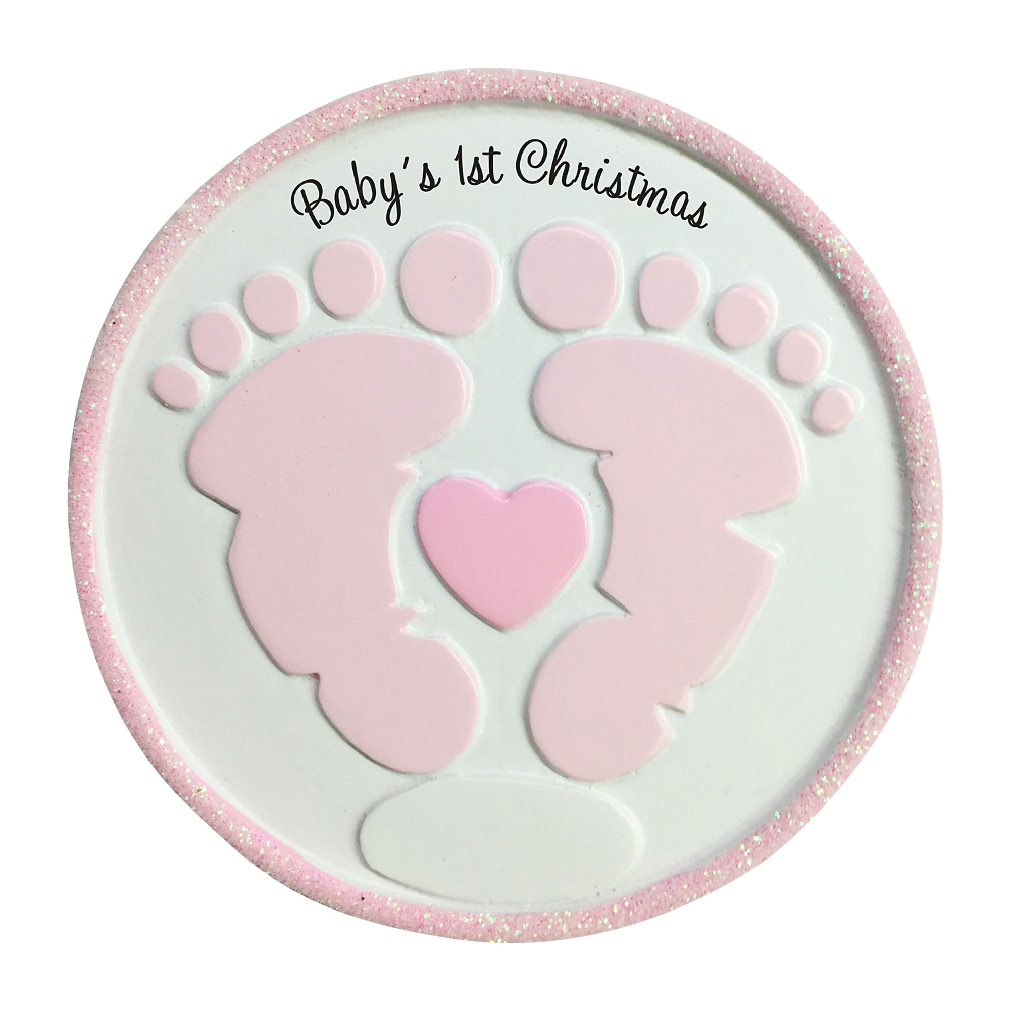Personalized Baby Girl Feet Print Christmas Ornament