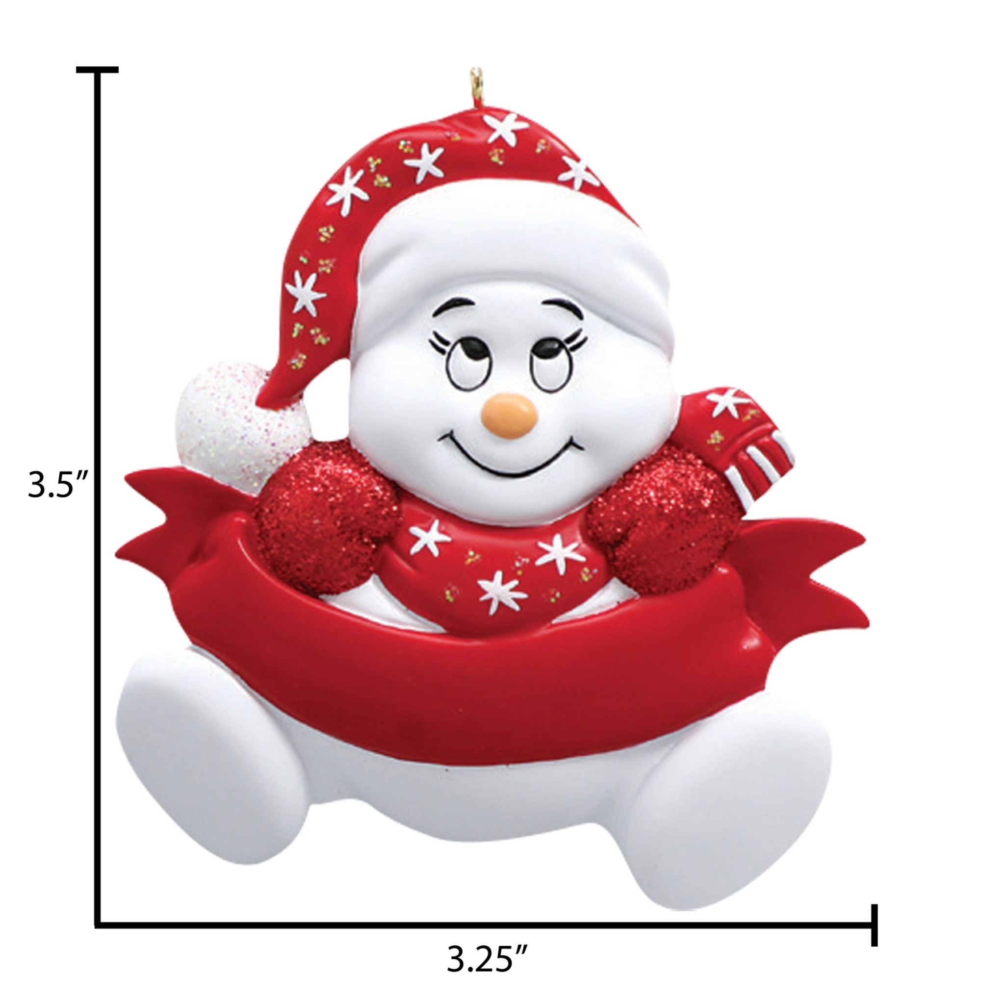 Personalized Red Baby Snowman Christmas Ornament