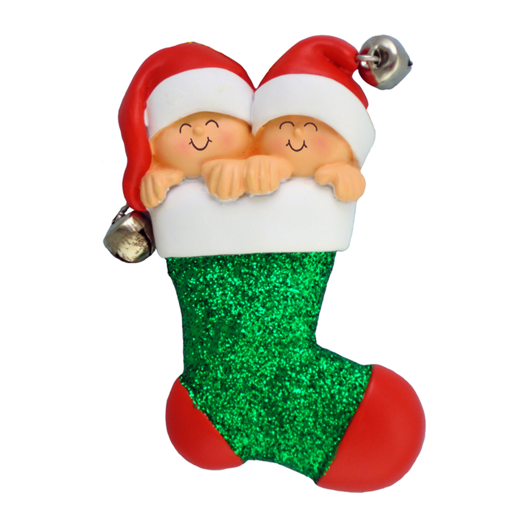 Personalized Newborn Twins in Christmas Stocking Ornament