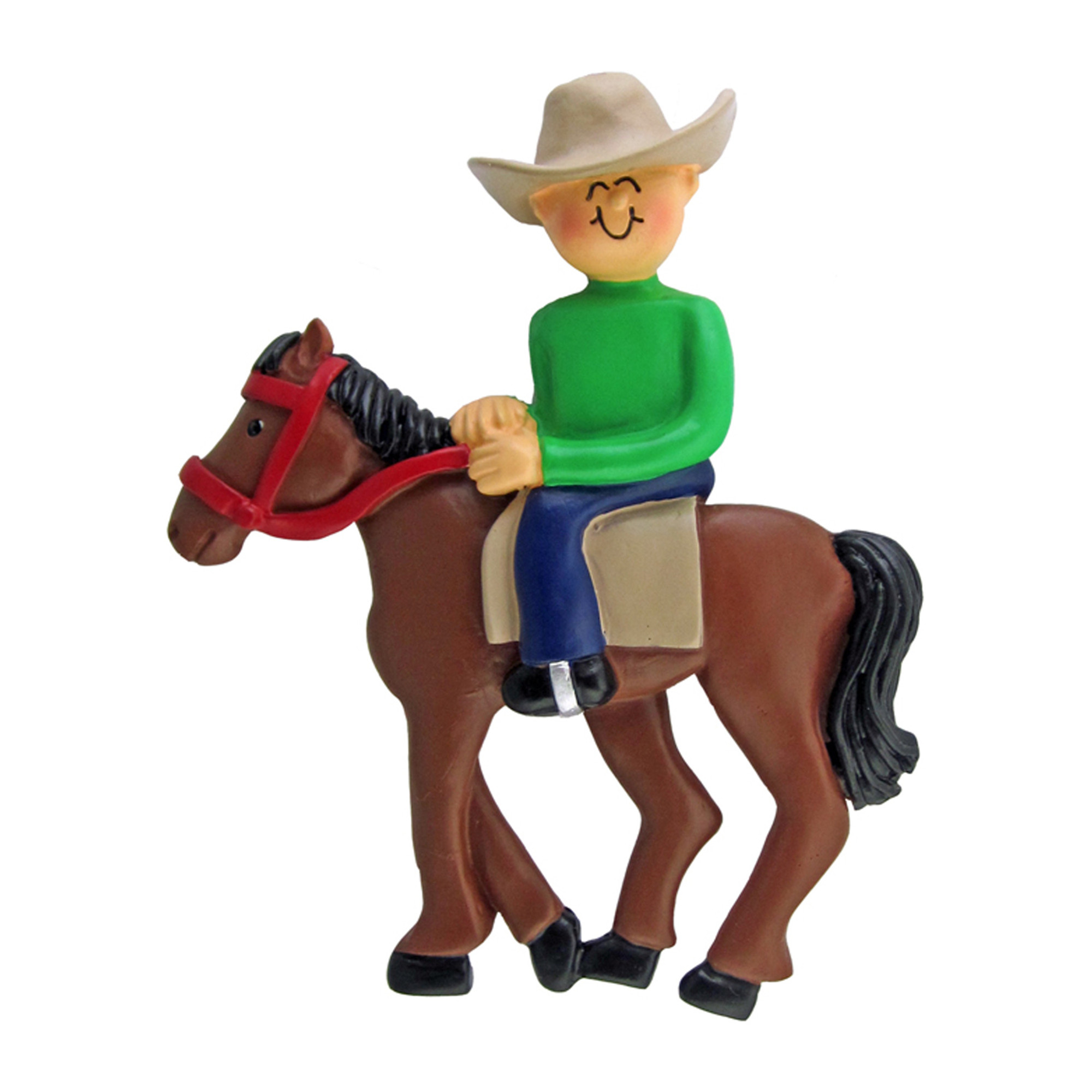 Personalized Equestrian Ornament Caucasian Male Rider