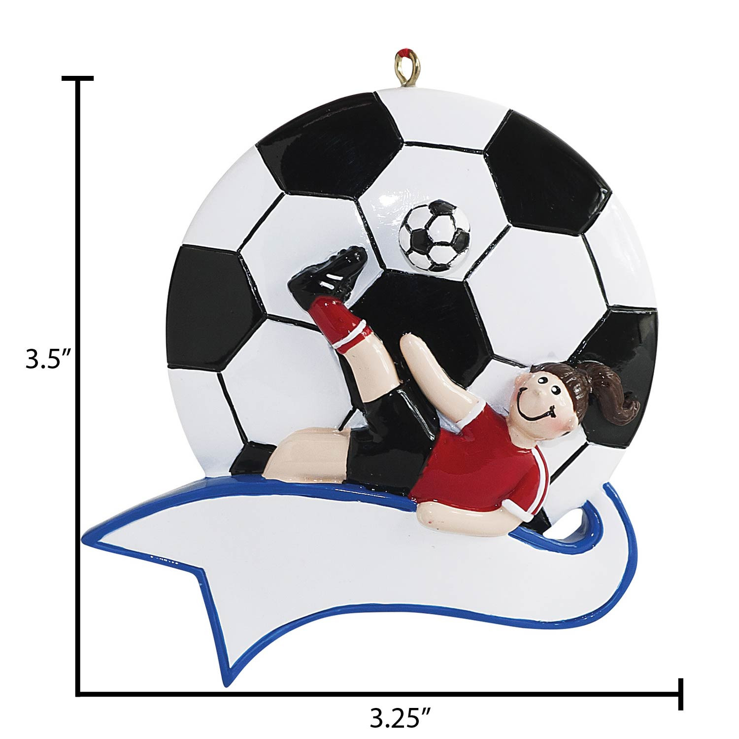 Personalized Female Bicycle Kick Soccer Ornament