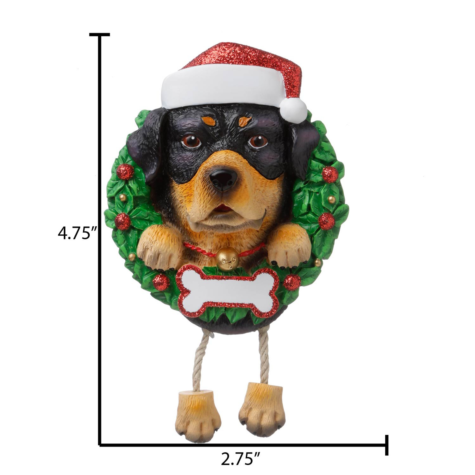 Personalized Rottweiler Christmas Wreath Paws Ornament