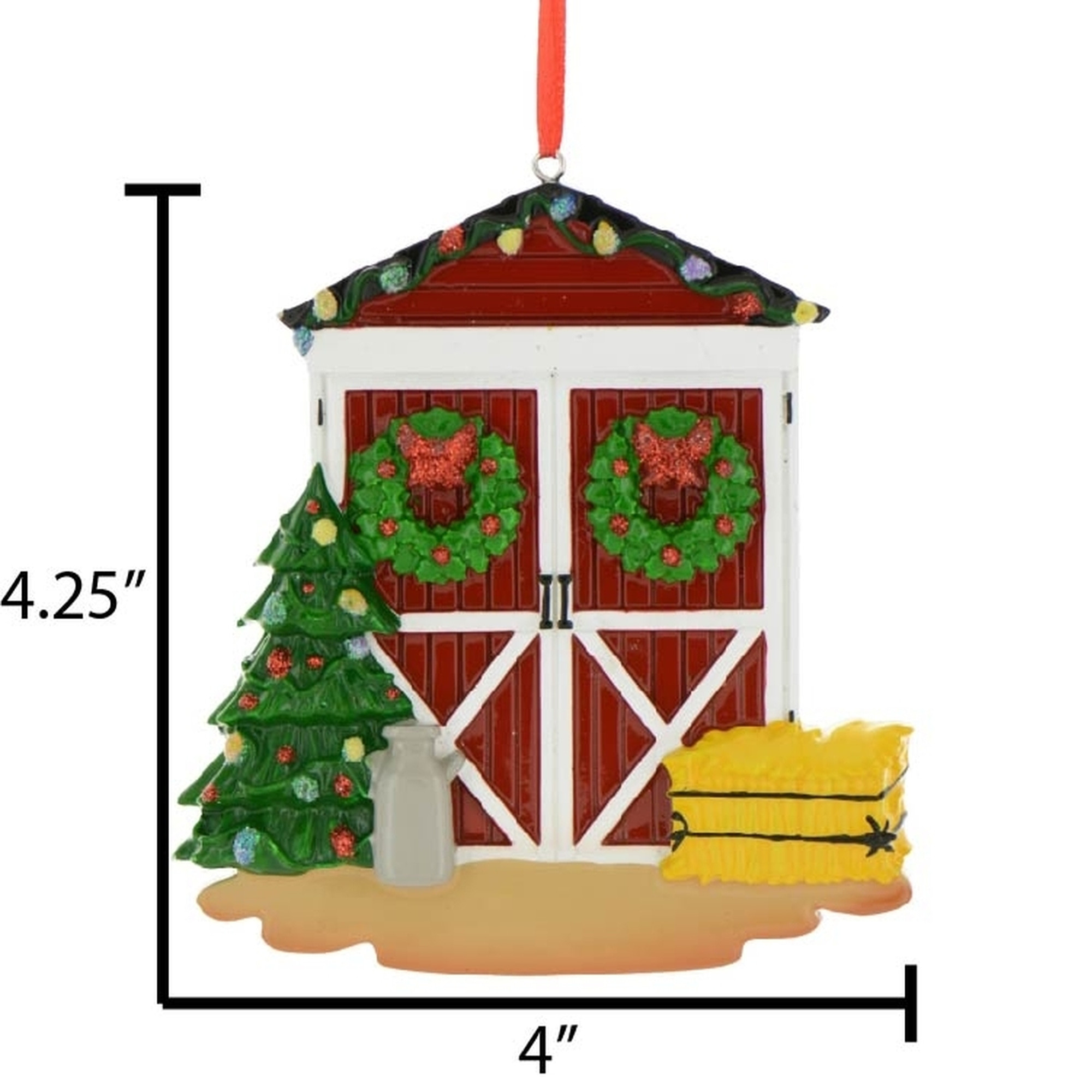 Personalized Barn Door Farm Christmas Ornament