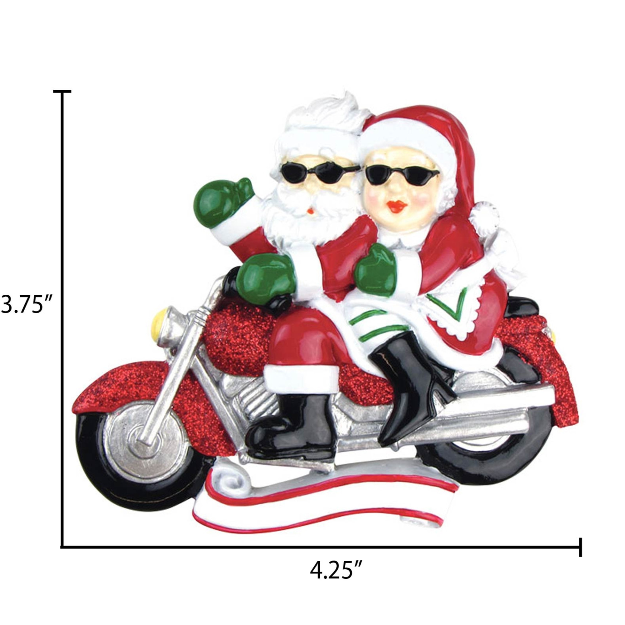 Personalized Mr and Mrs Santa Motorcycle Christmas Ornament