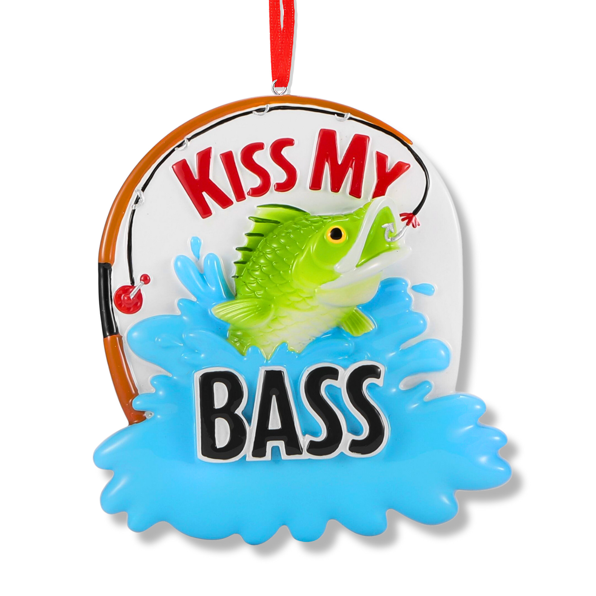 Personalized Kiss My Bass Fishing Christmas Ornament