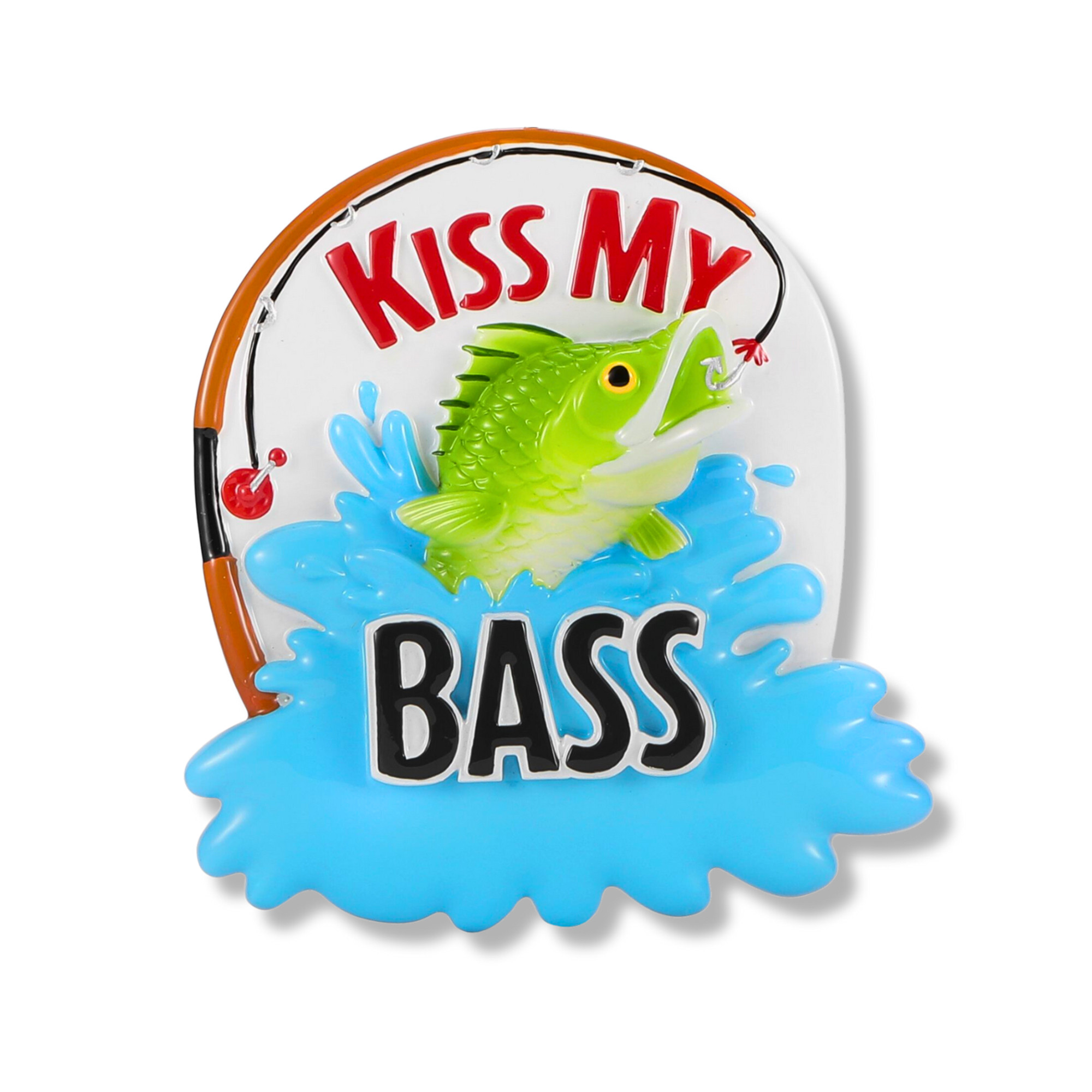 Personalized Kiss My Bass Fishing Christmas Ornament