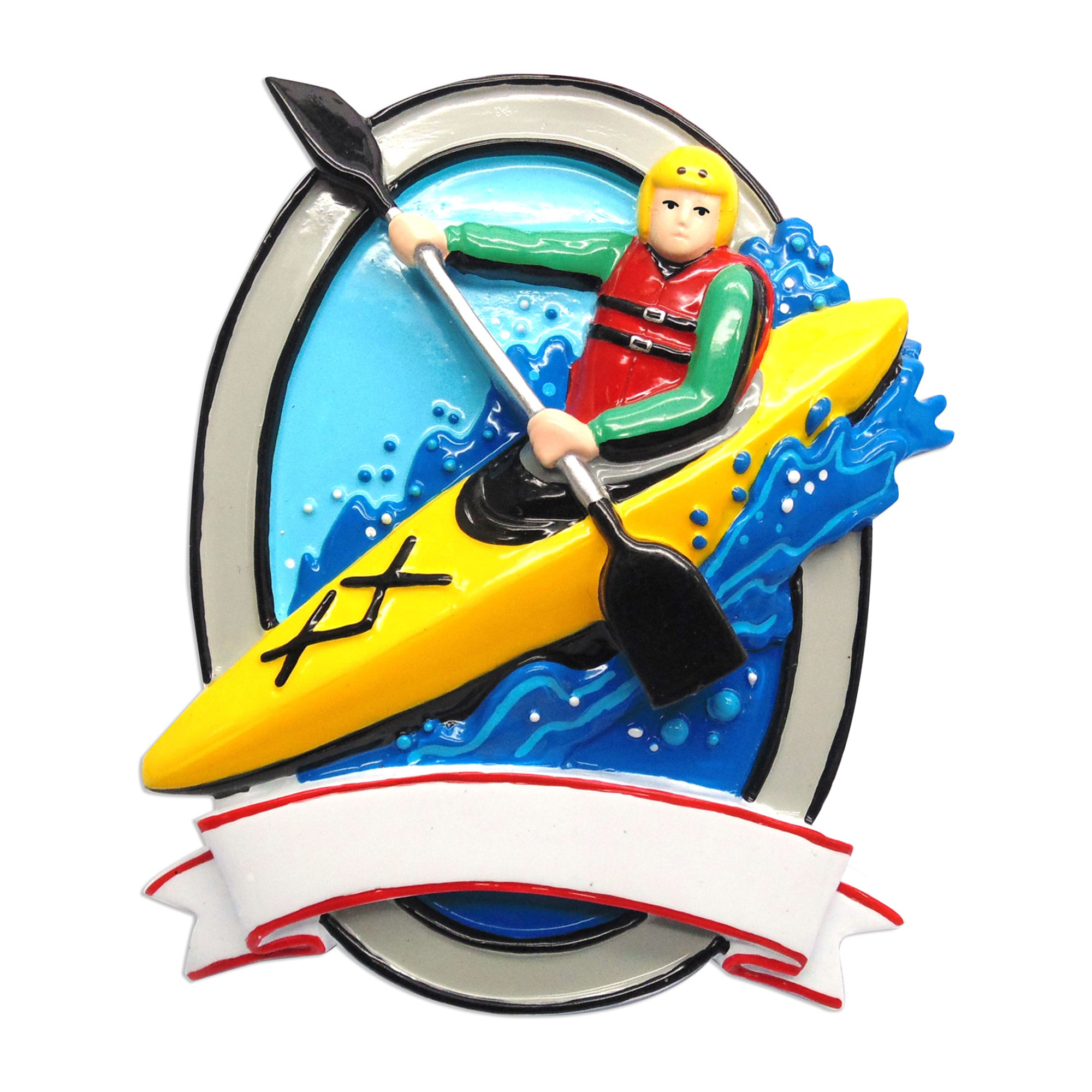 Personalized Male Kayaker Christmas Ornament