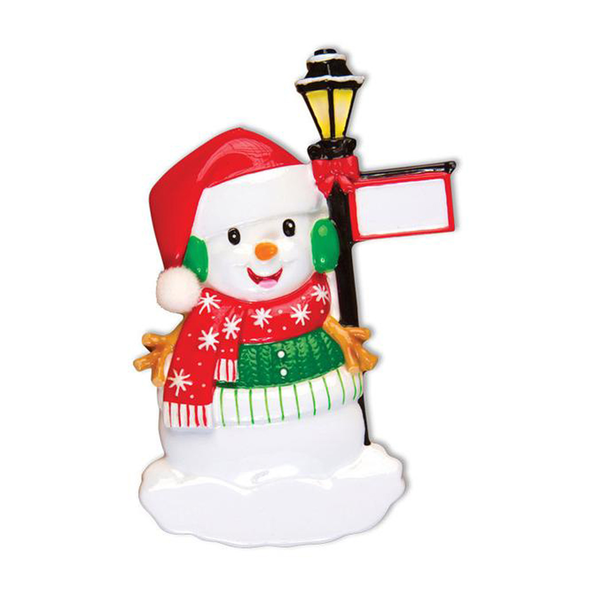 Personalized Light Post Snowman Christmas Ornament