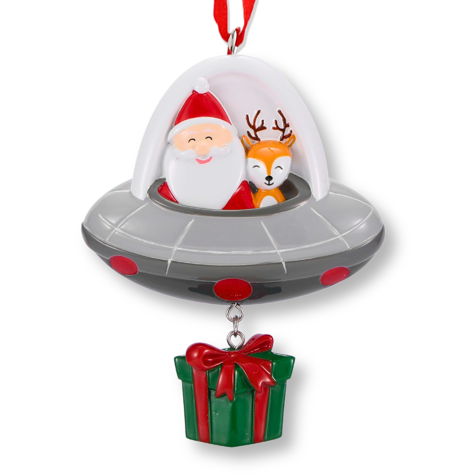 Personalized Santa in Spaceship Christmas Ornament