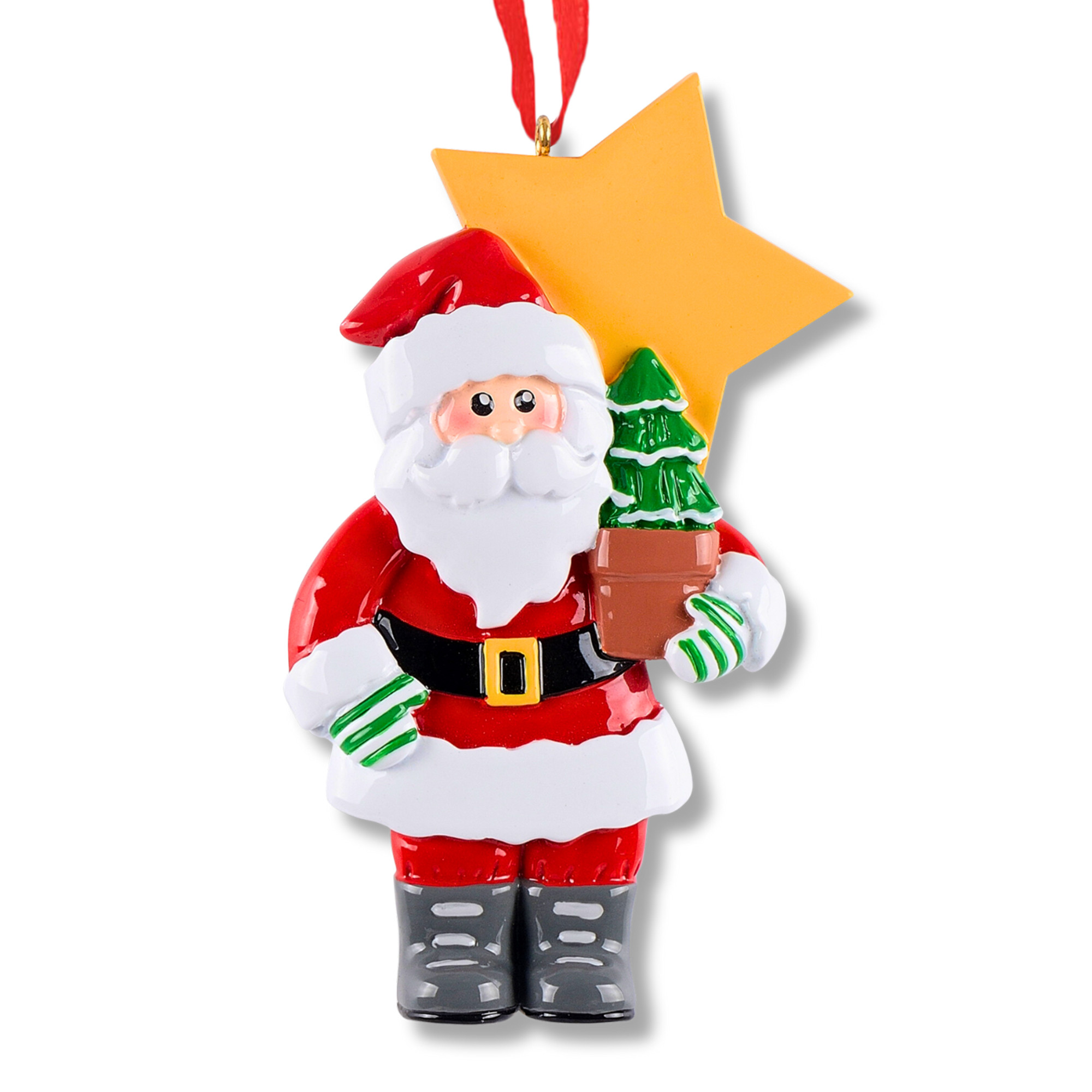 Personalized Santa with Potted Christmas Tree Ornament