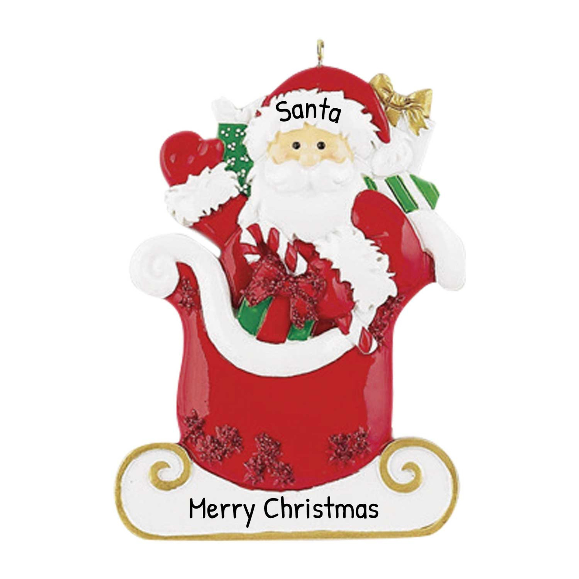 Personalized Santa Sleigh with Christmas Gifts Ornament
