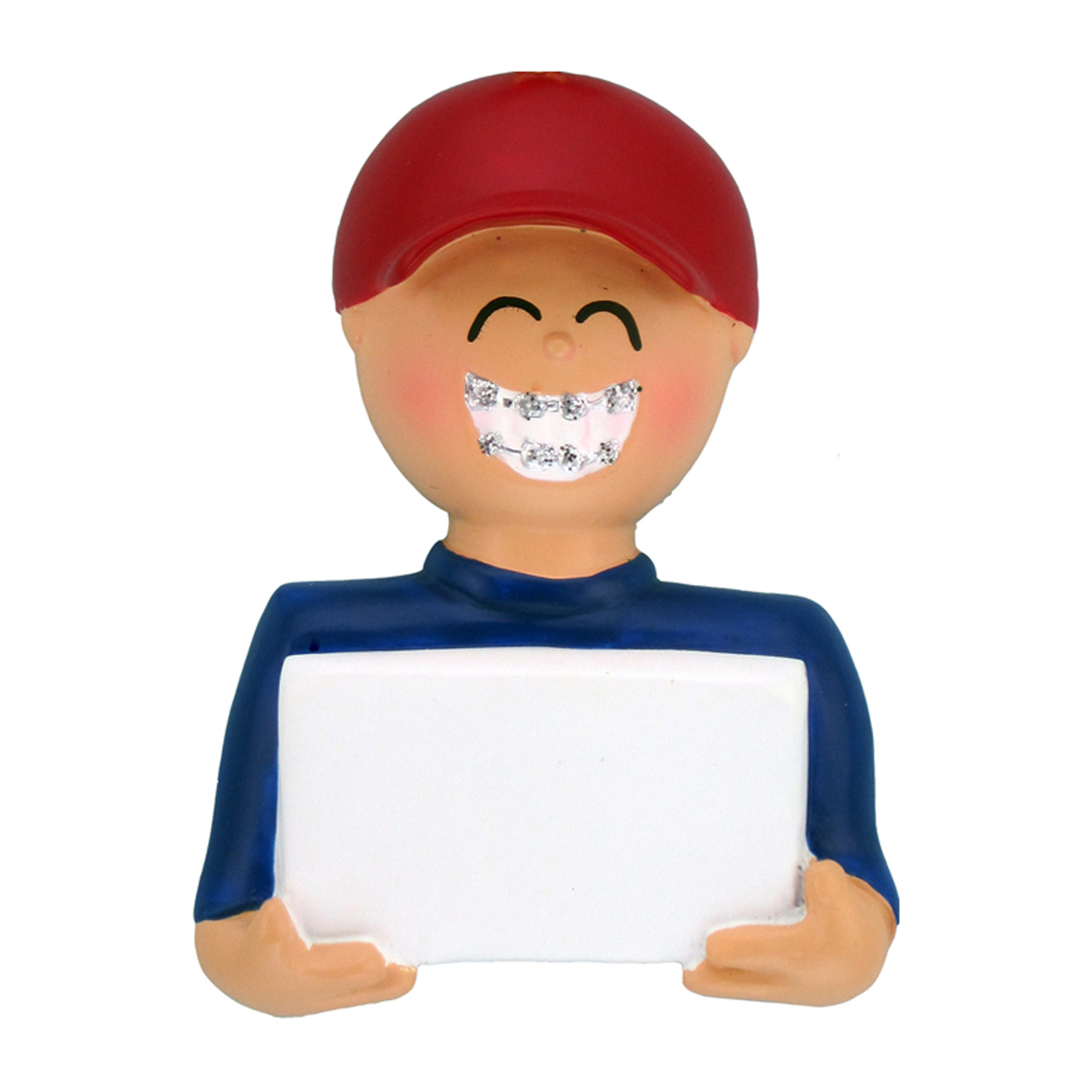 Personalized Male with Braces Dental Christmas Ornament
