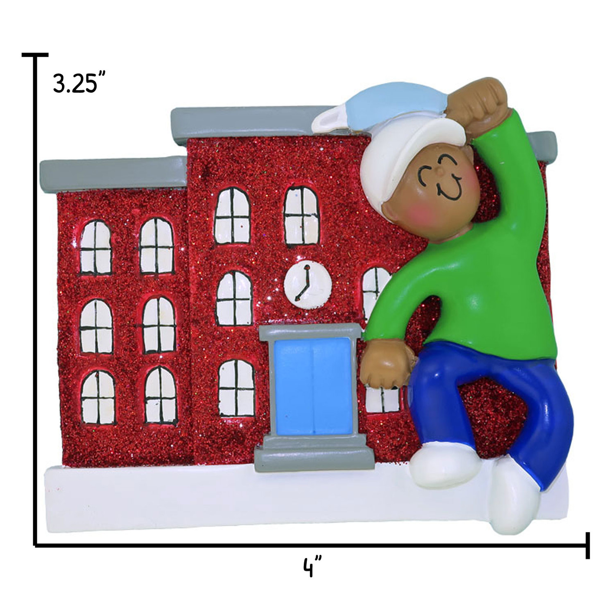 Personalized African American Boy Back to School Ornament