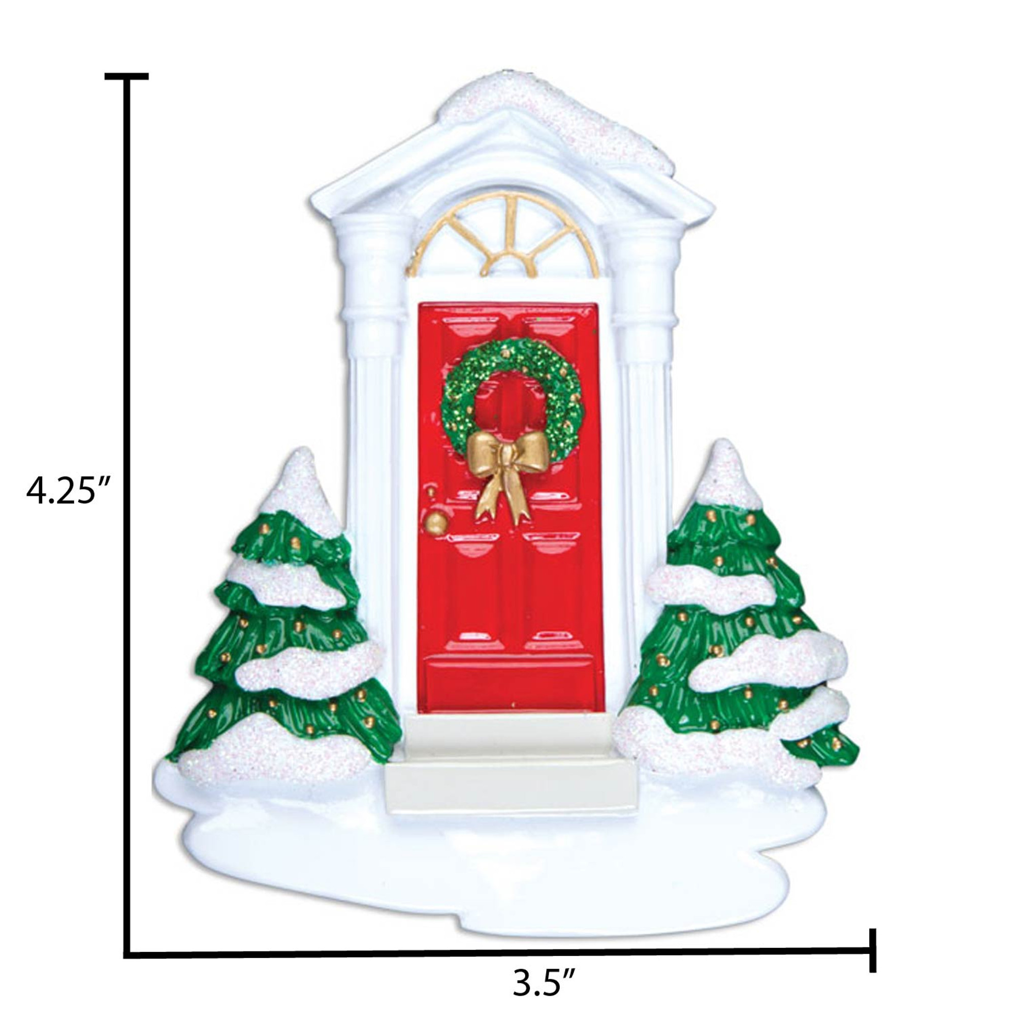 Personalized Snowy Red Door Christmas Ornament