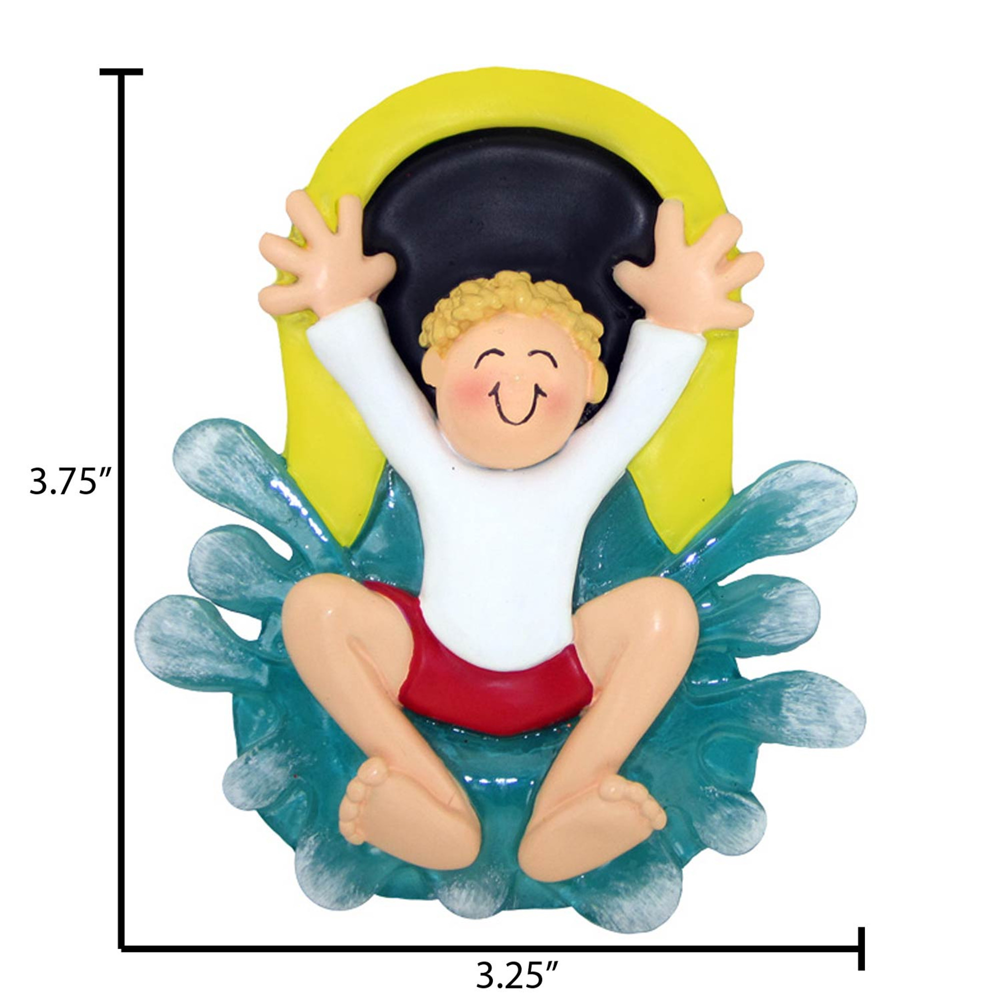 Personalized Blonde Male Water Slide Summer Ornament