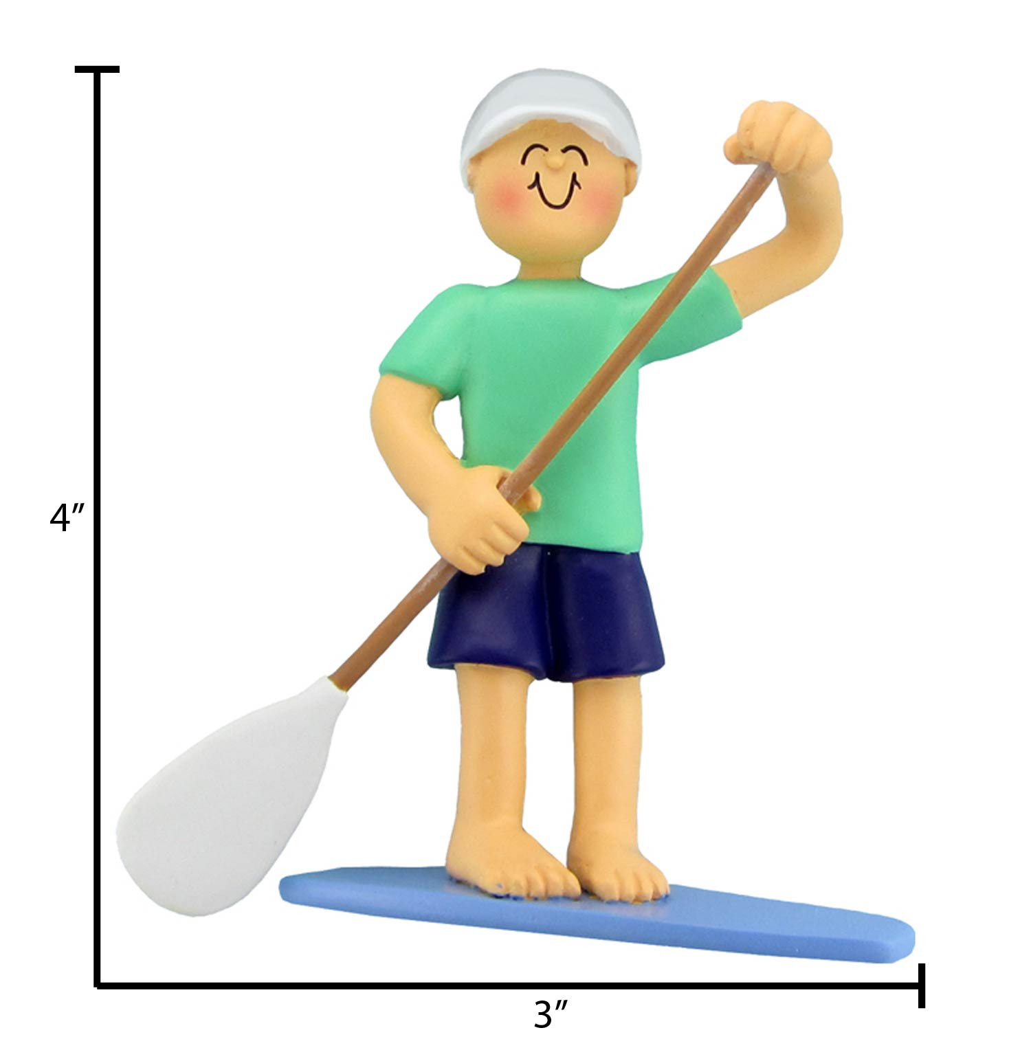 Personalized Male with Cap Paddle Board Ornament