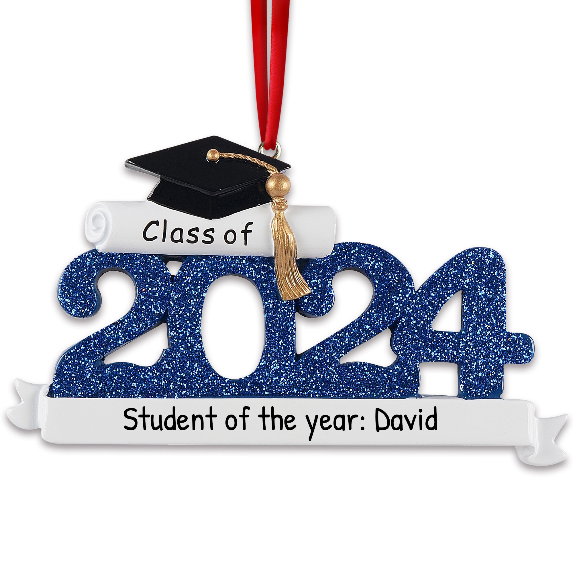Personalized Class of 2024 Graduation Cap Blue Ornament