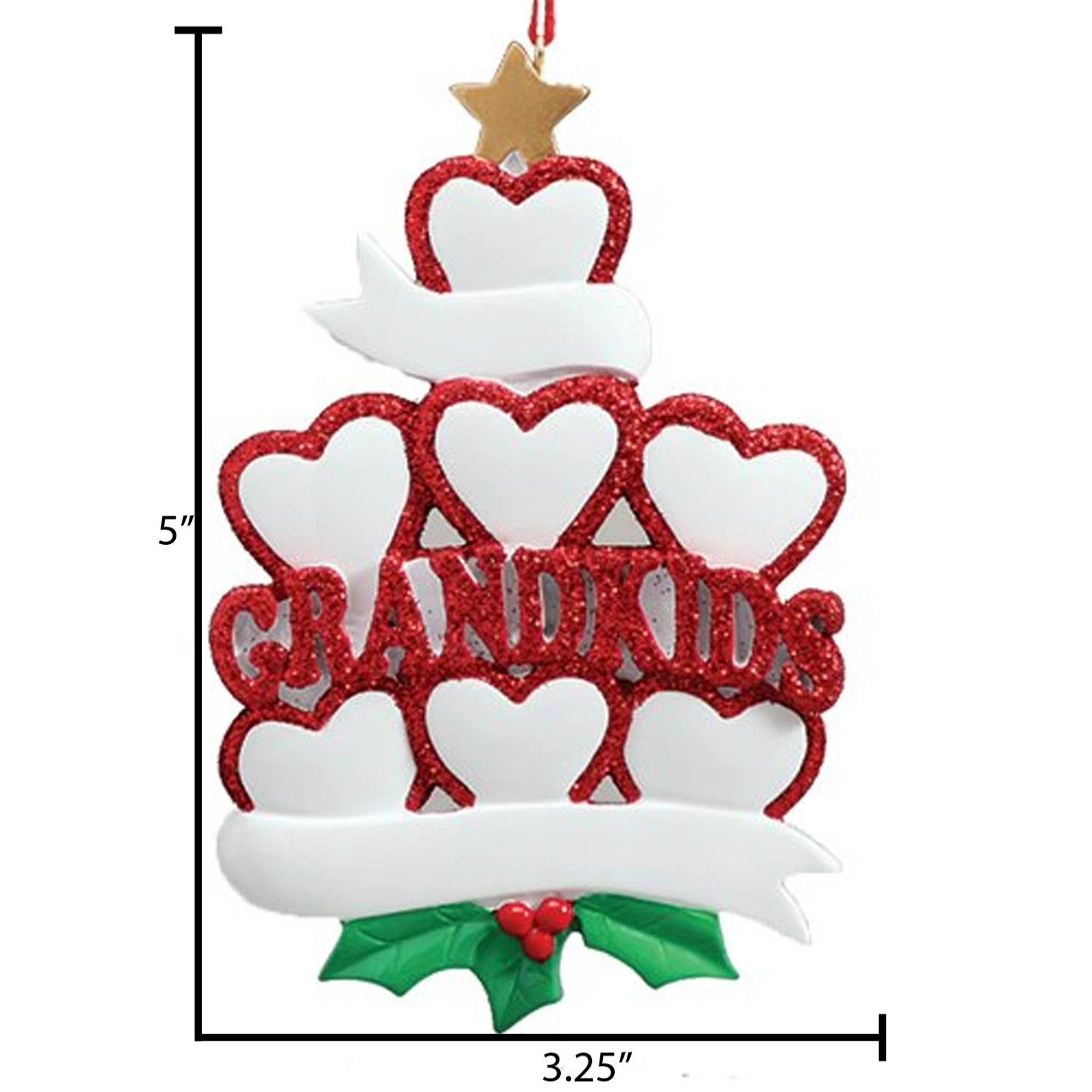 Personalized Seven Grandkids Hearts Christmas Tree Ornament