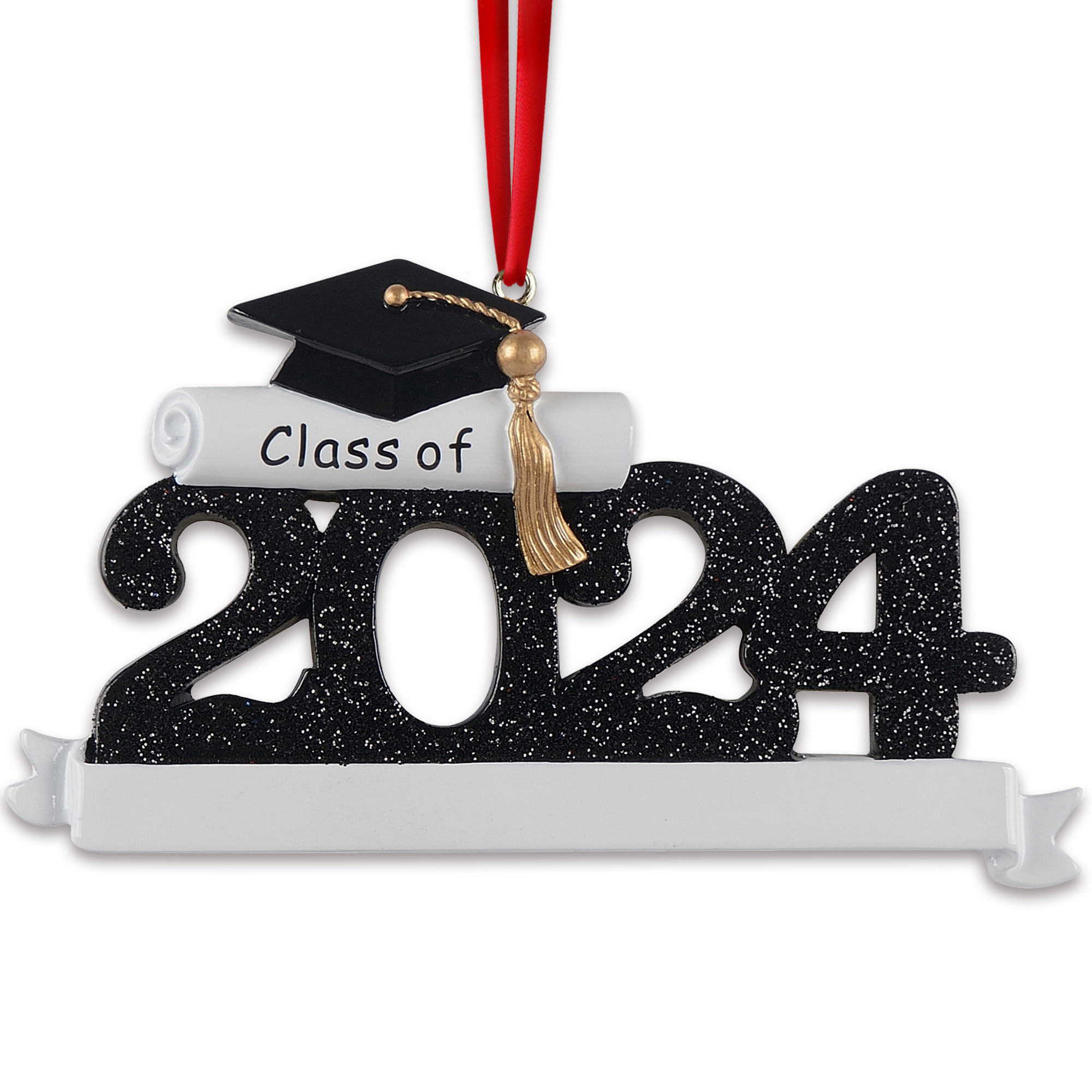 Personalized Class of 2024 Graduation Cap Black Ornament