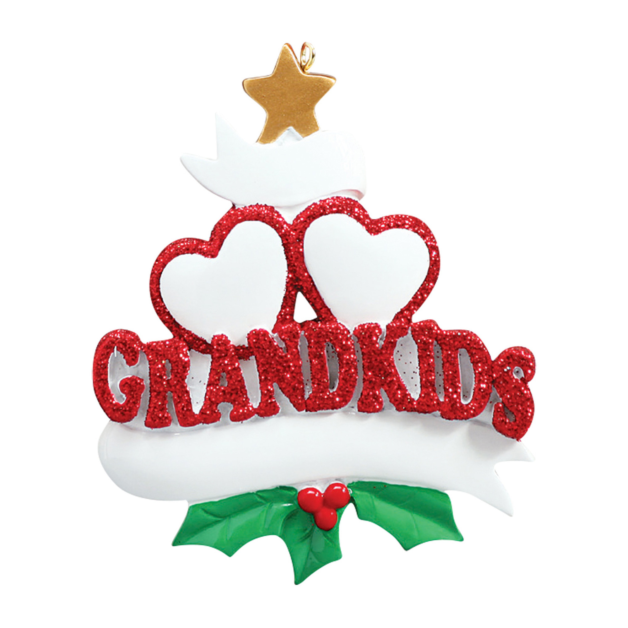 Personalized Two Grandkids Hearts Christmas Tree Ornament