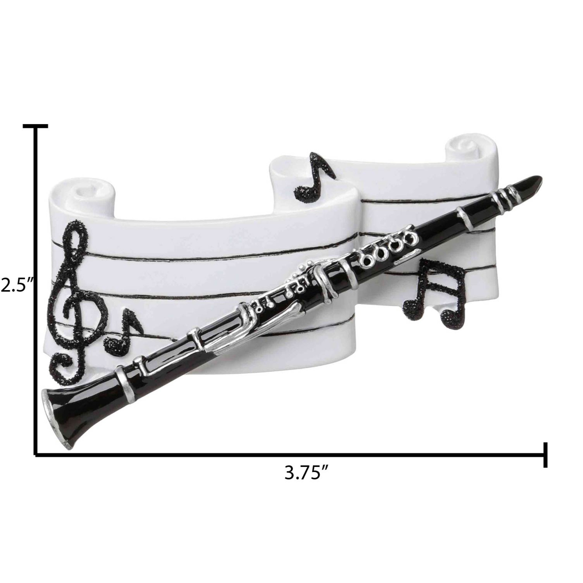 Personalized Black Clarinet Notes and Staff Musical Ornament
