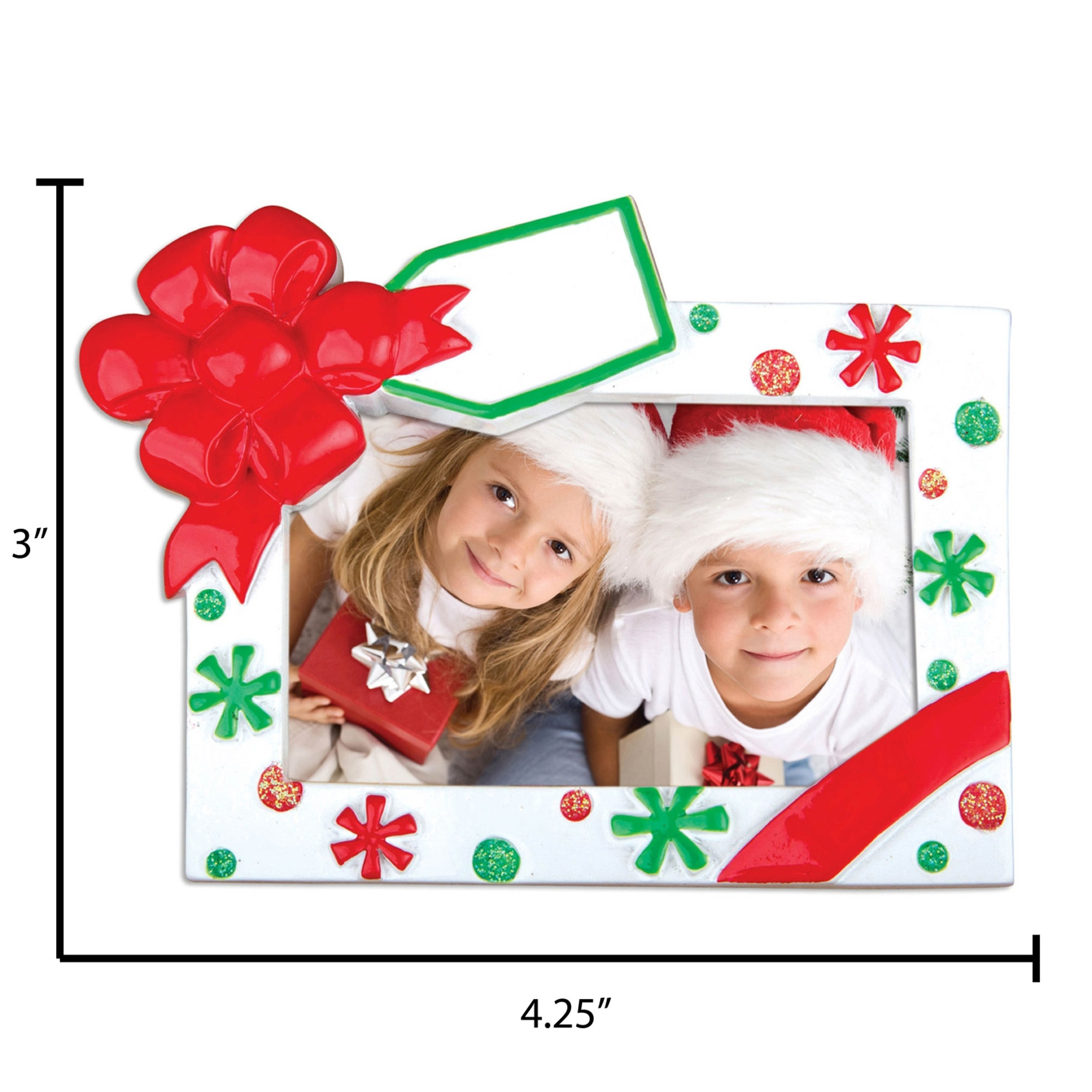 Personalized Present Bow Snowflake Photo Frame Ornament