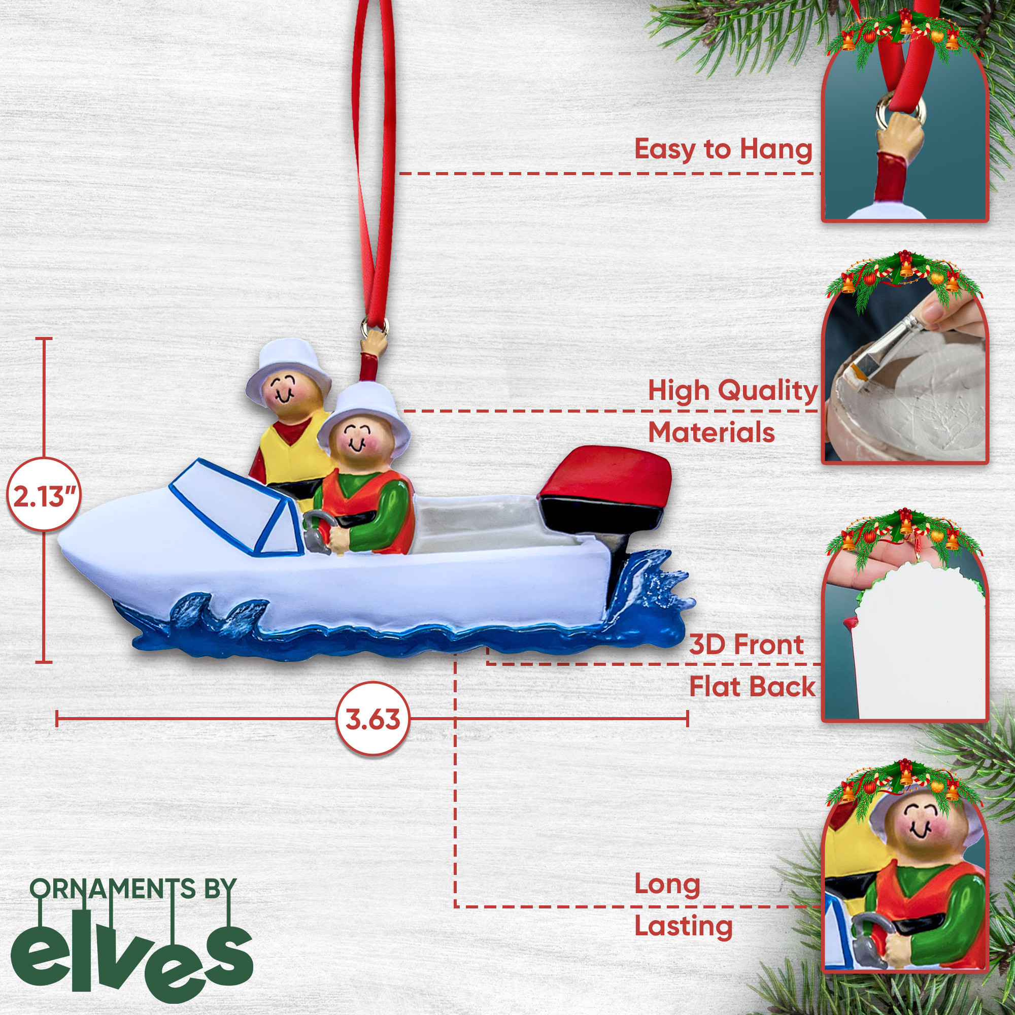 Personalized Couple Speedboat Beach Vacation Ornament