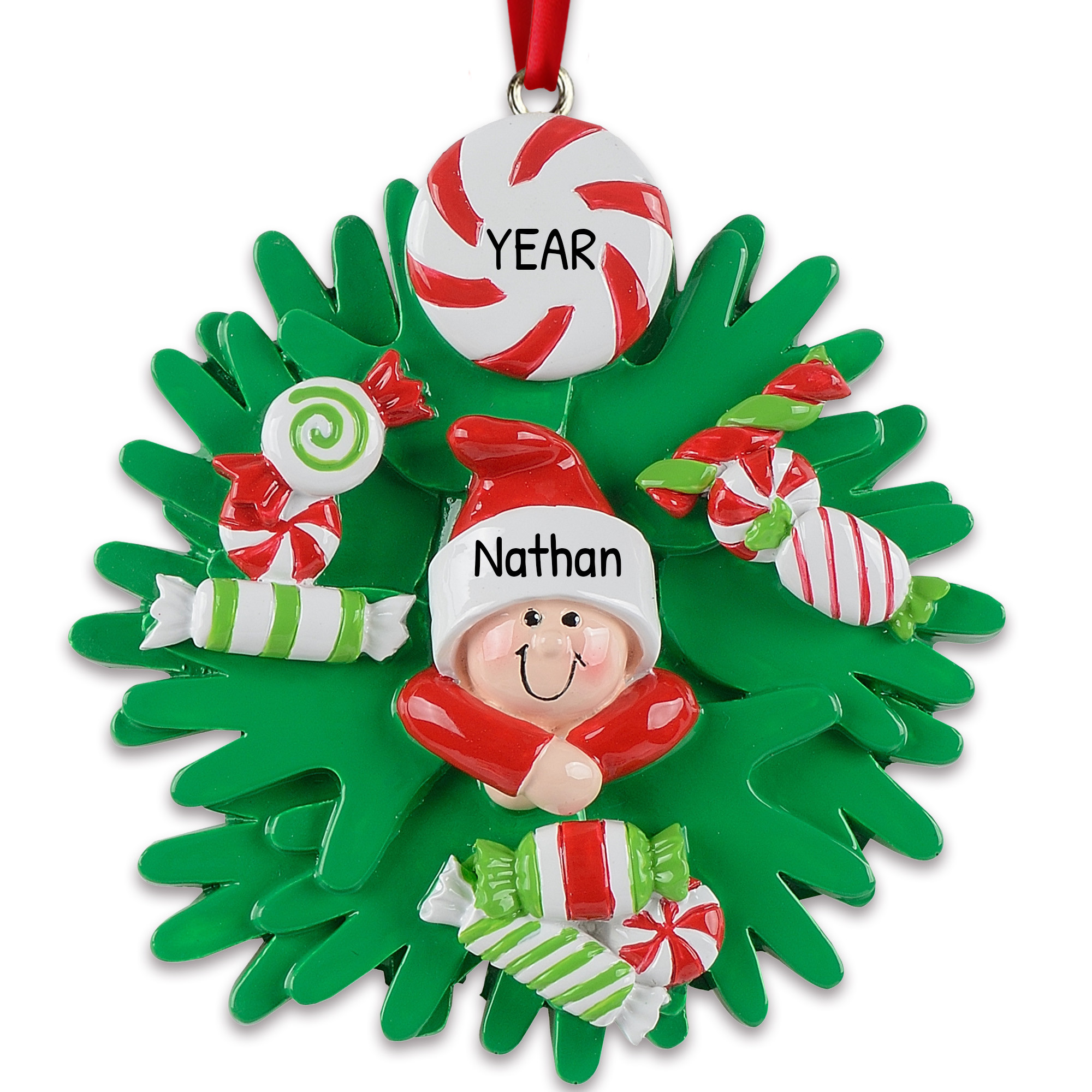 Personalized Baby with Candy Sweets Christmas Ornament
