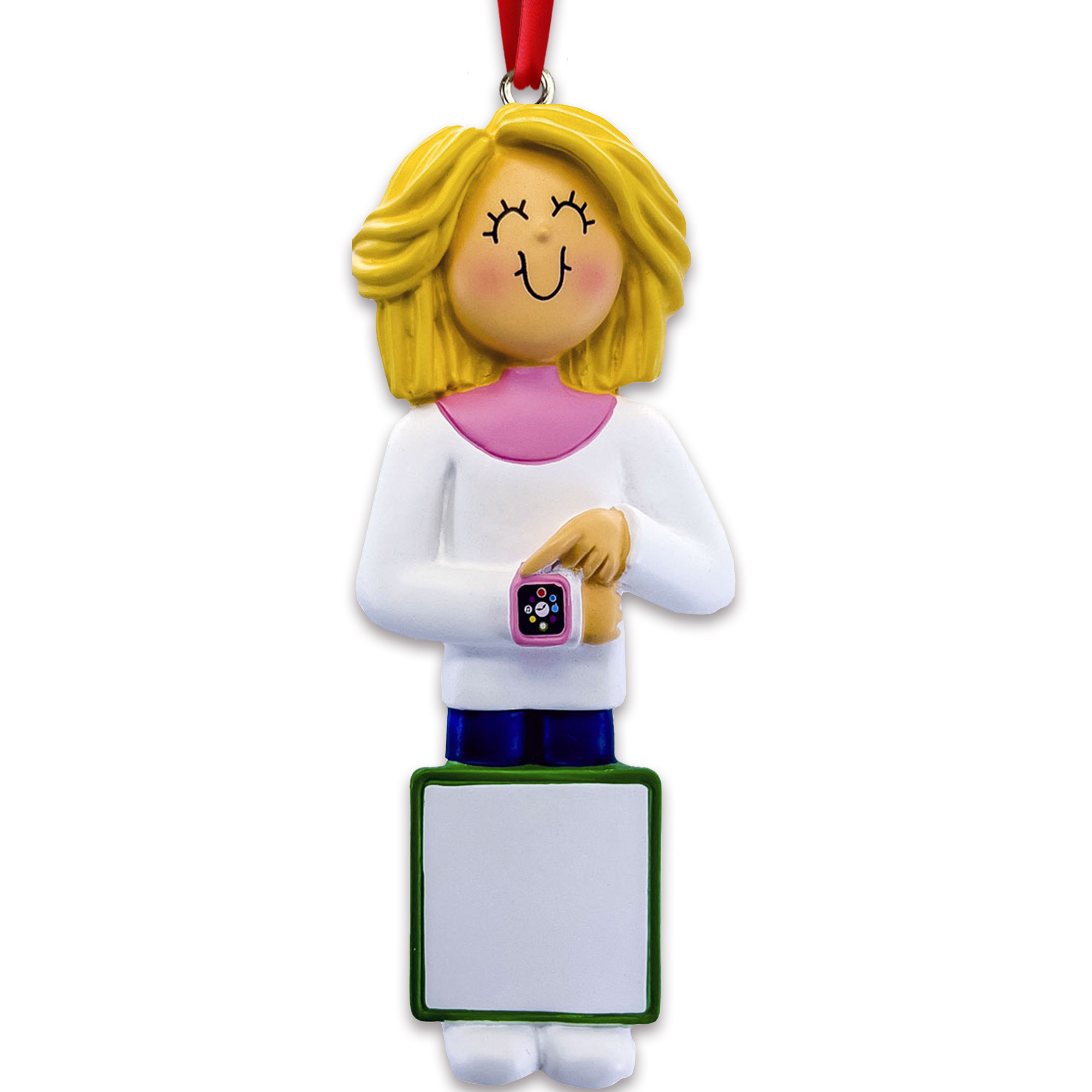 Personalized Blonde Female Smartwatch Gadget Ornament