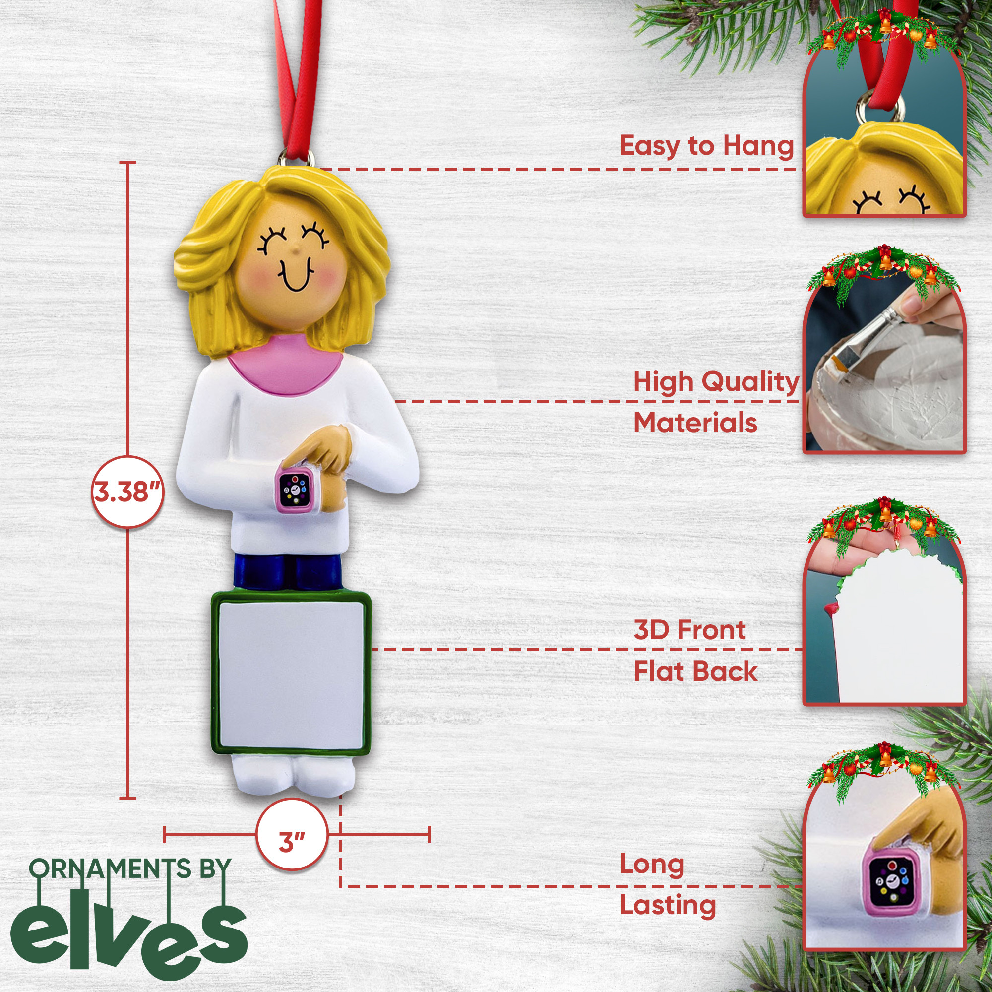 Personalized Blonde Female Smartwatch Gadget Ornament