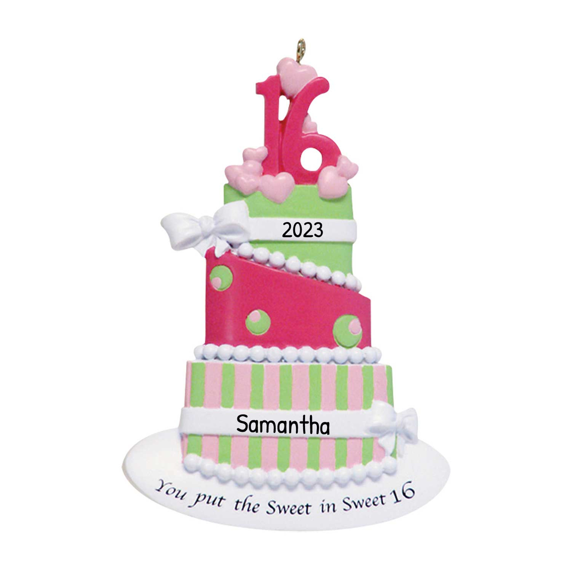 Personalized Sweet Sixteen Cake Girly Birthday Ornament