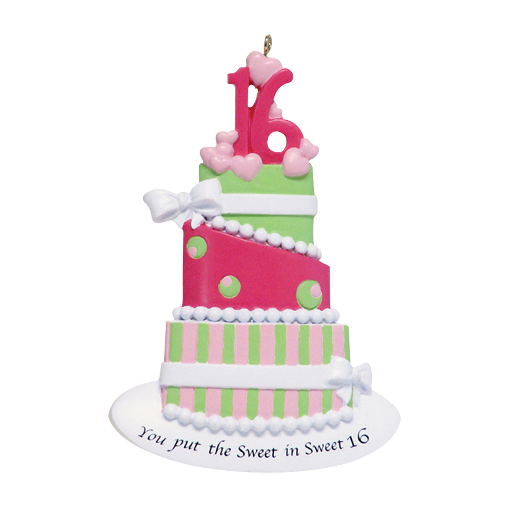 Personalized Sweet Sixteen Cake Girly Birthday Ornament