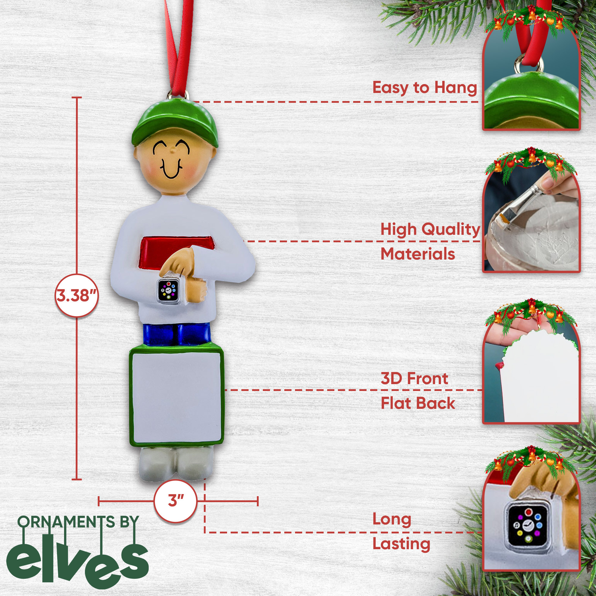 Personalized Male with New Smartwatch Gadget Ornament