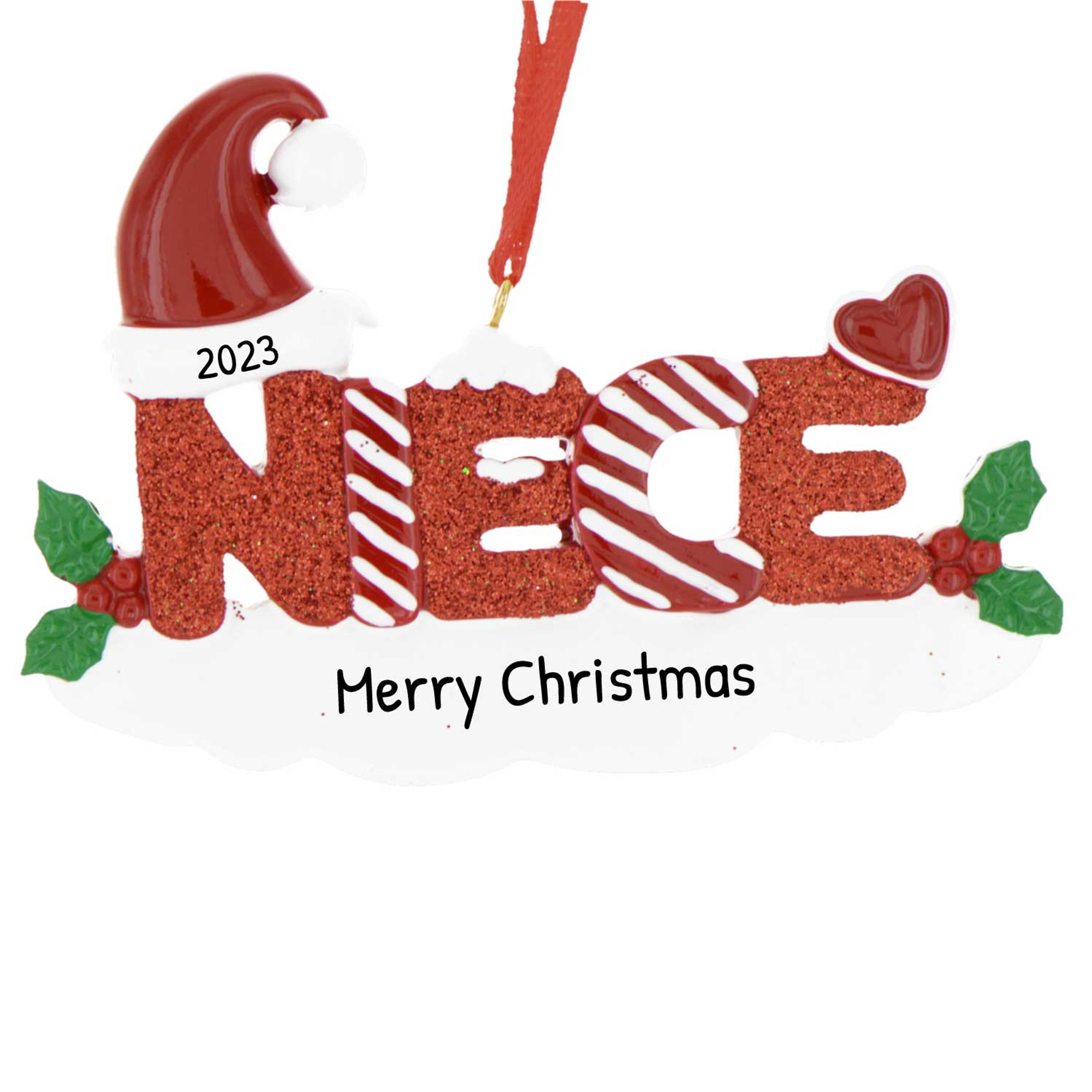 Personalized Niece Lettered Family Member Christmas Ornament