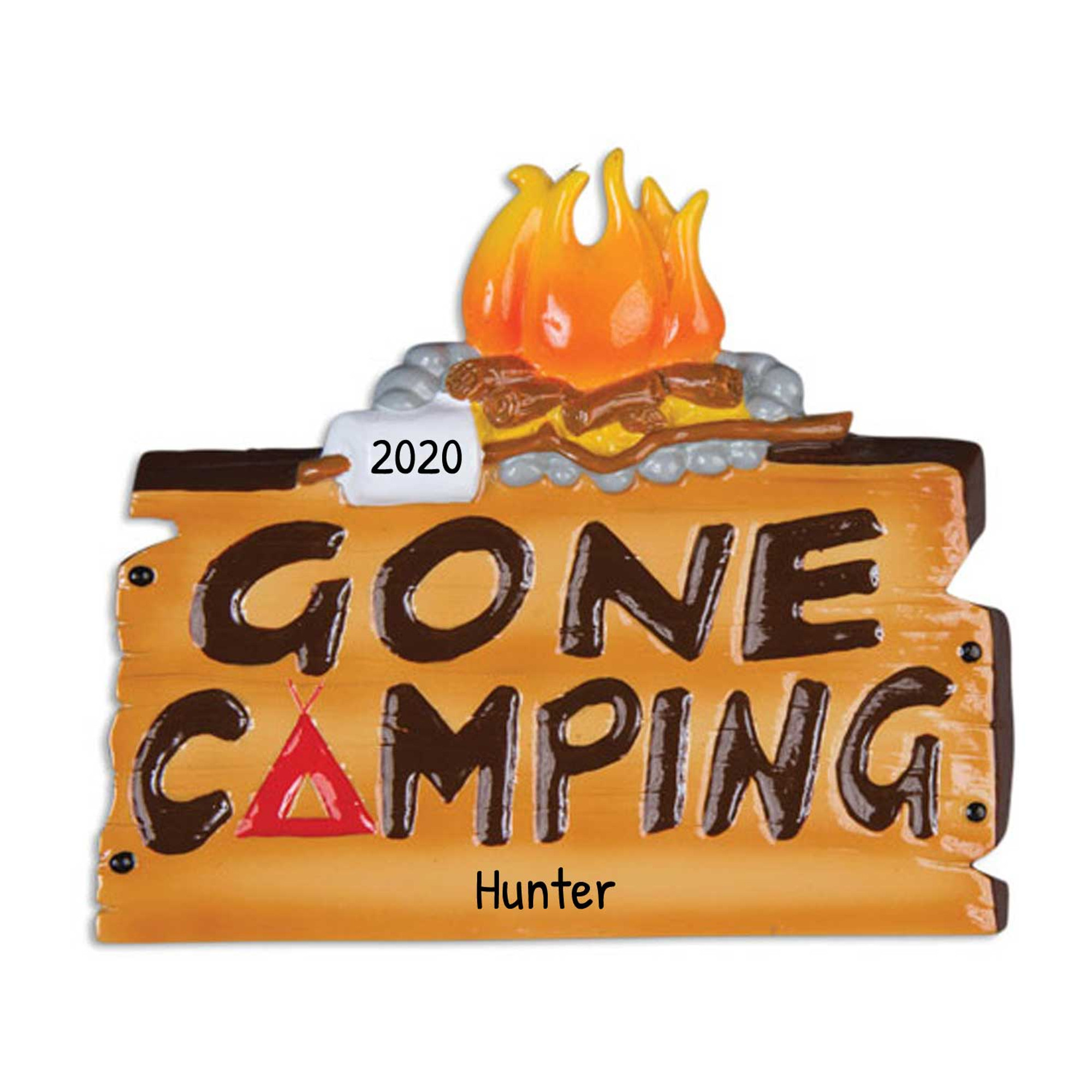 Personalized Bonfire Adventure Gone Camping Ornament