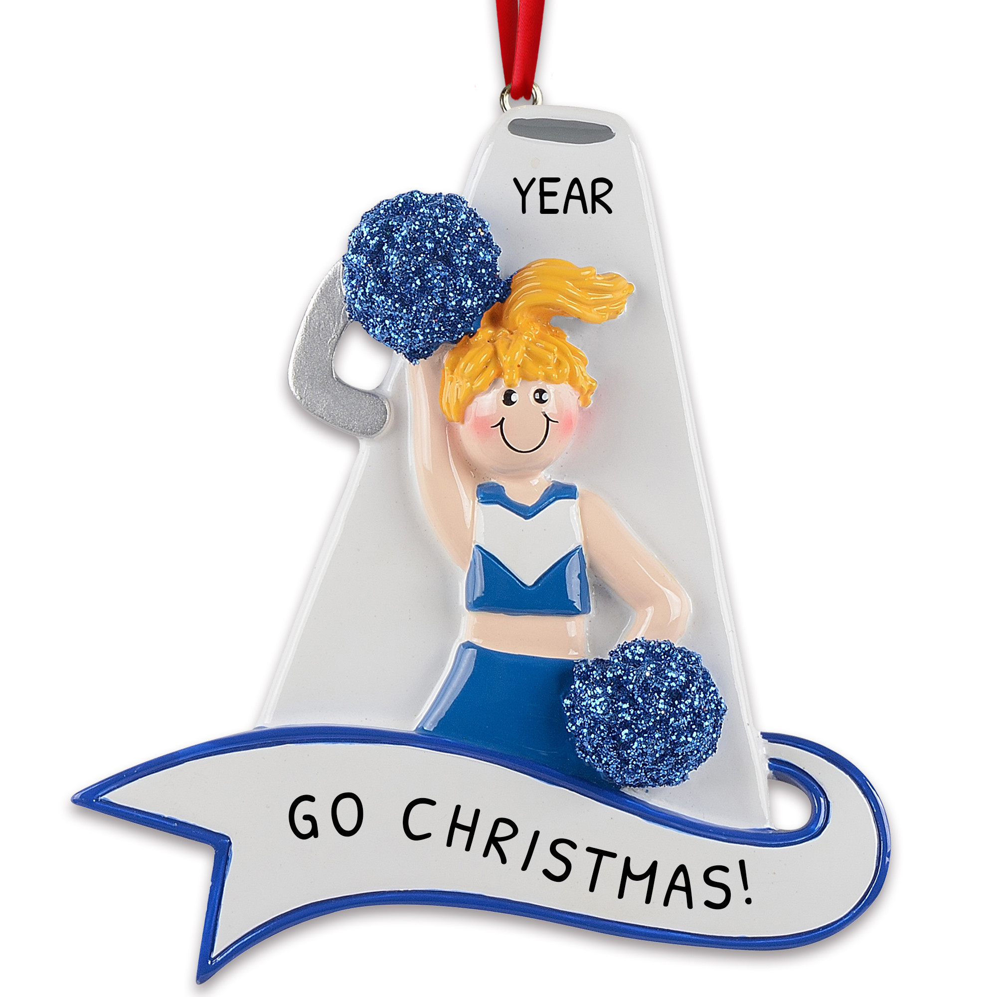 Personalized Cheer Dance Blonde Cheerleader Ornament