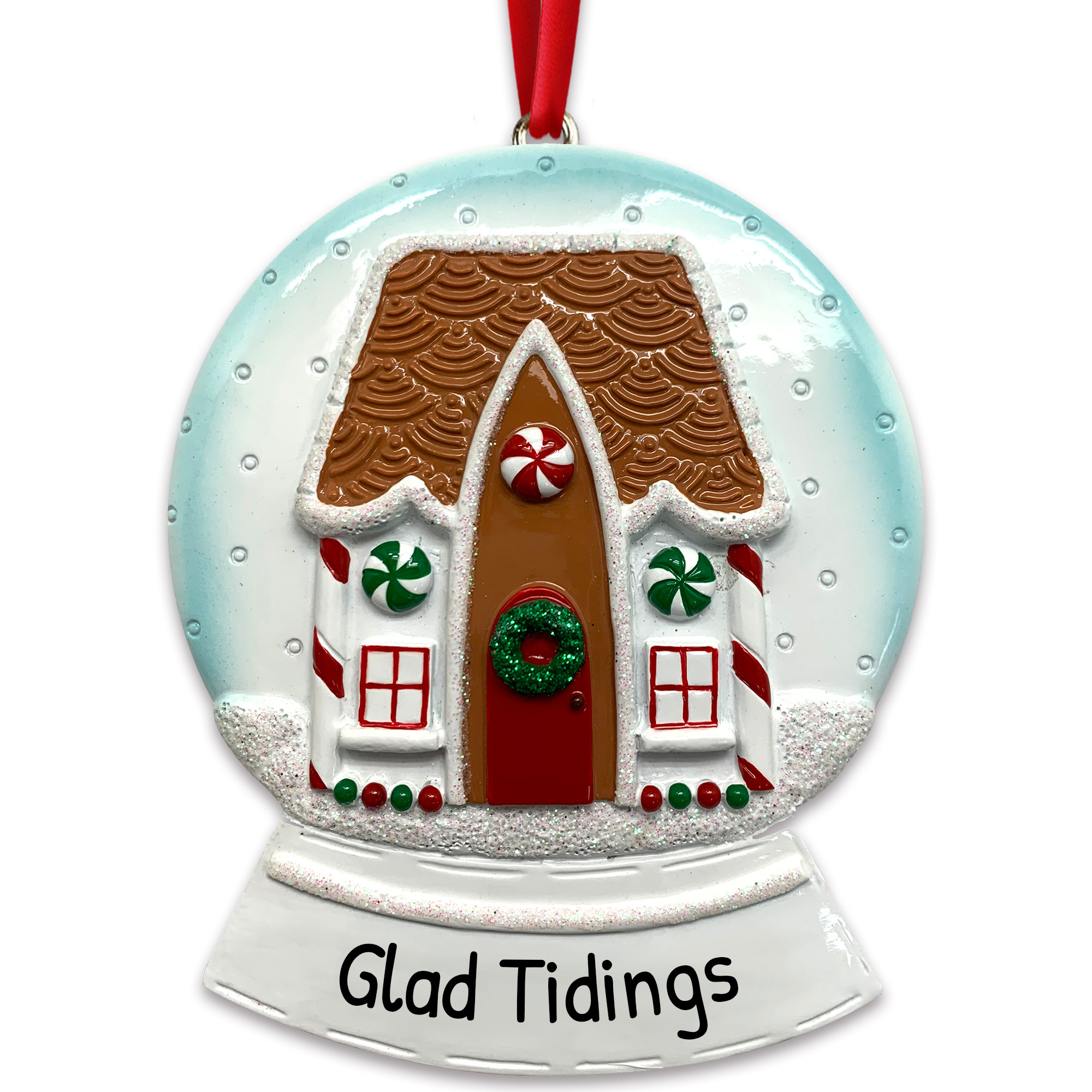 Personalized Gingerbread House Christmas Snow Globe Ornament