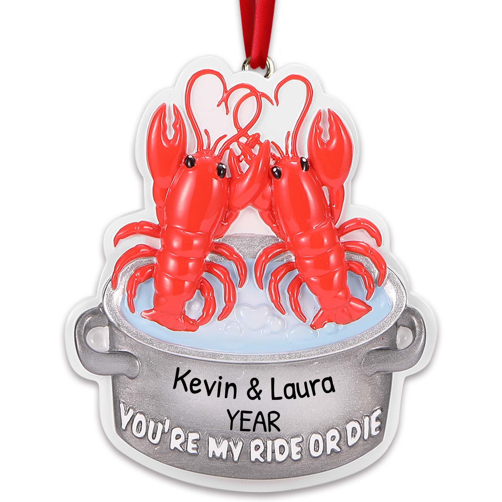 Personalized Red Lobster Couple Favorite Seafood Ornament