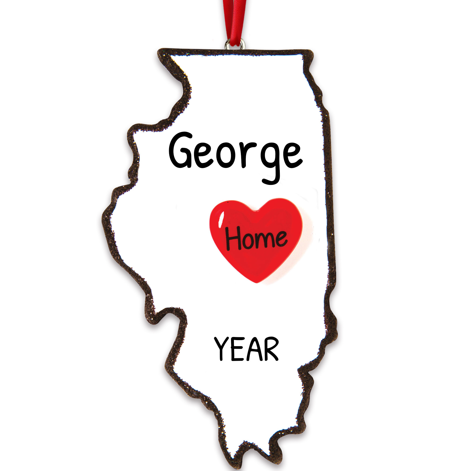 Personalized Illinois Map Travel Souvenir Christmas Ornament