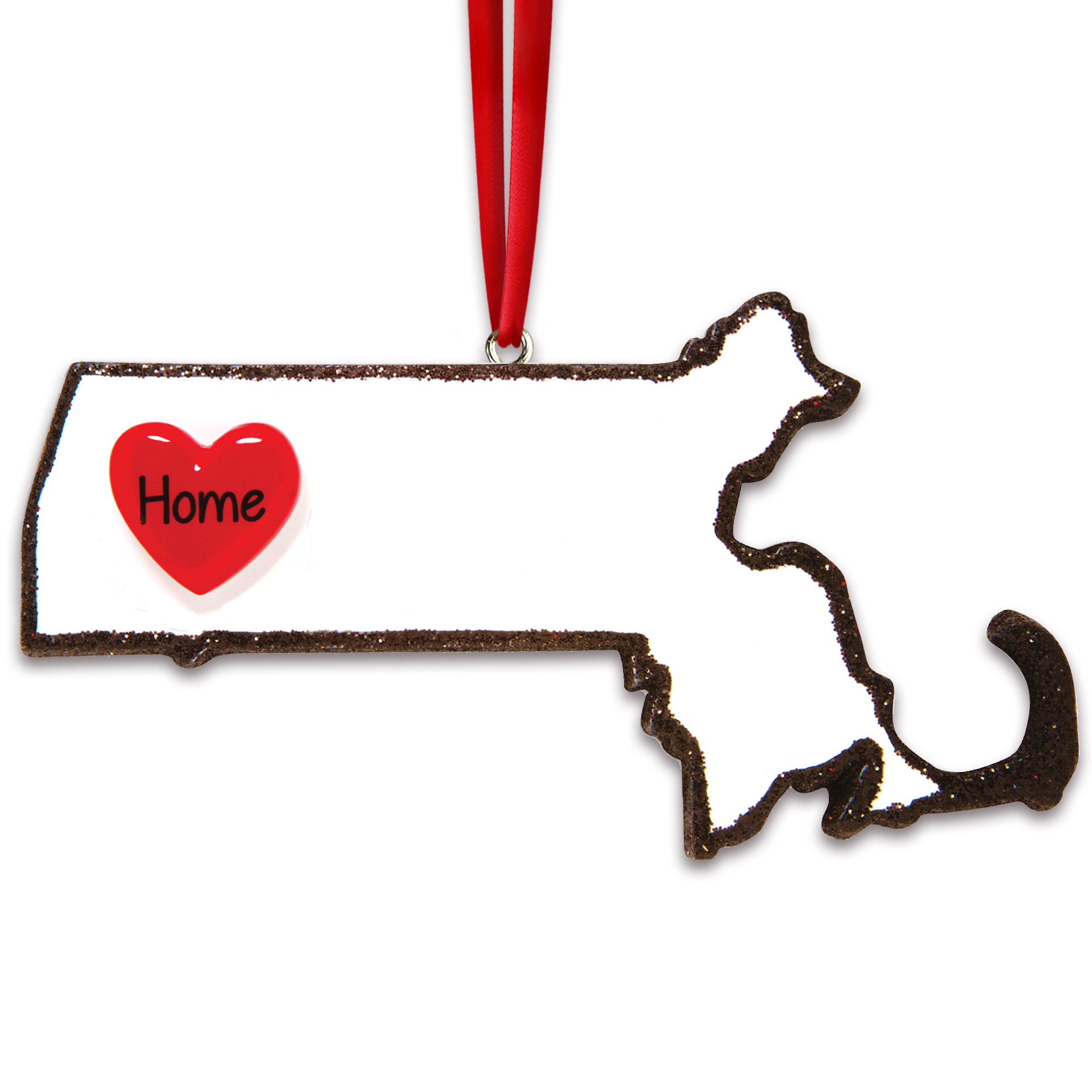 Personalized Massachusetts Map Souvenir Christmas Ornament