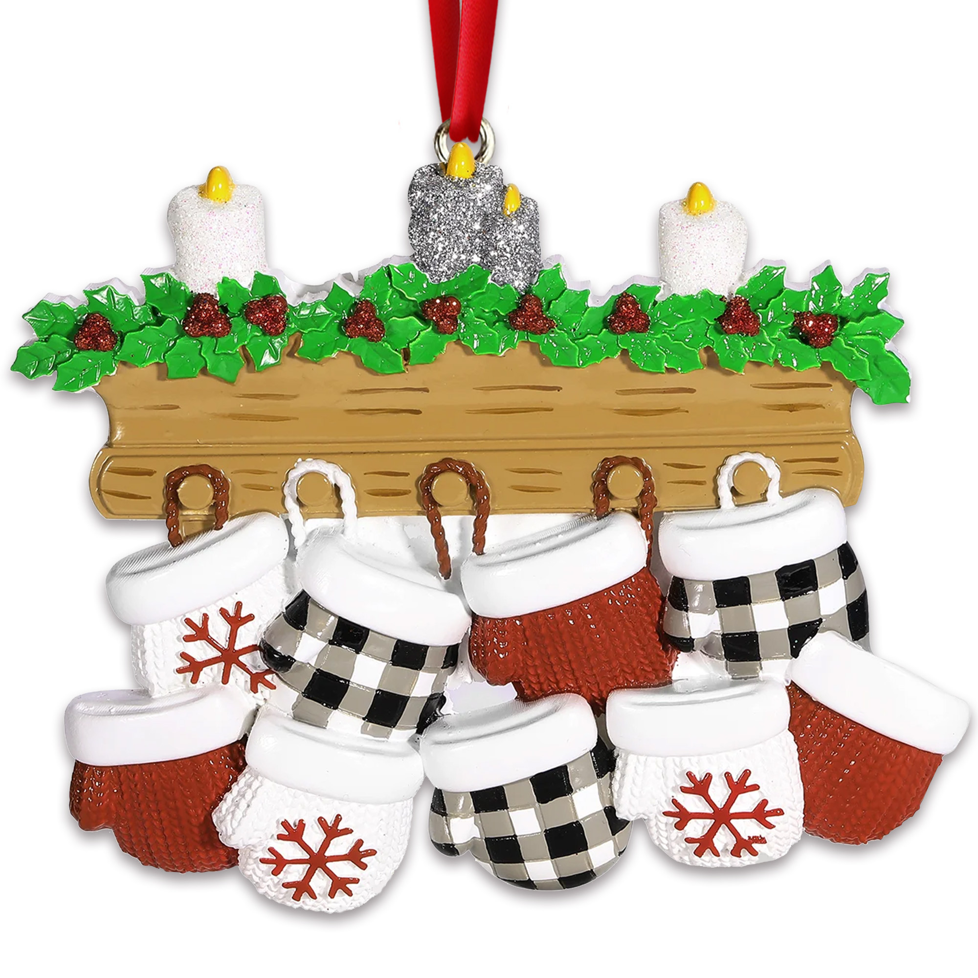 Personalized Family of 9 Christmas Mittens Ornament 2024