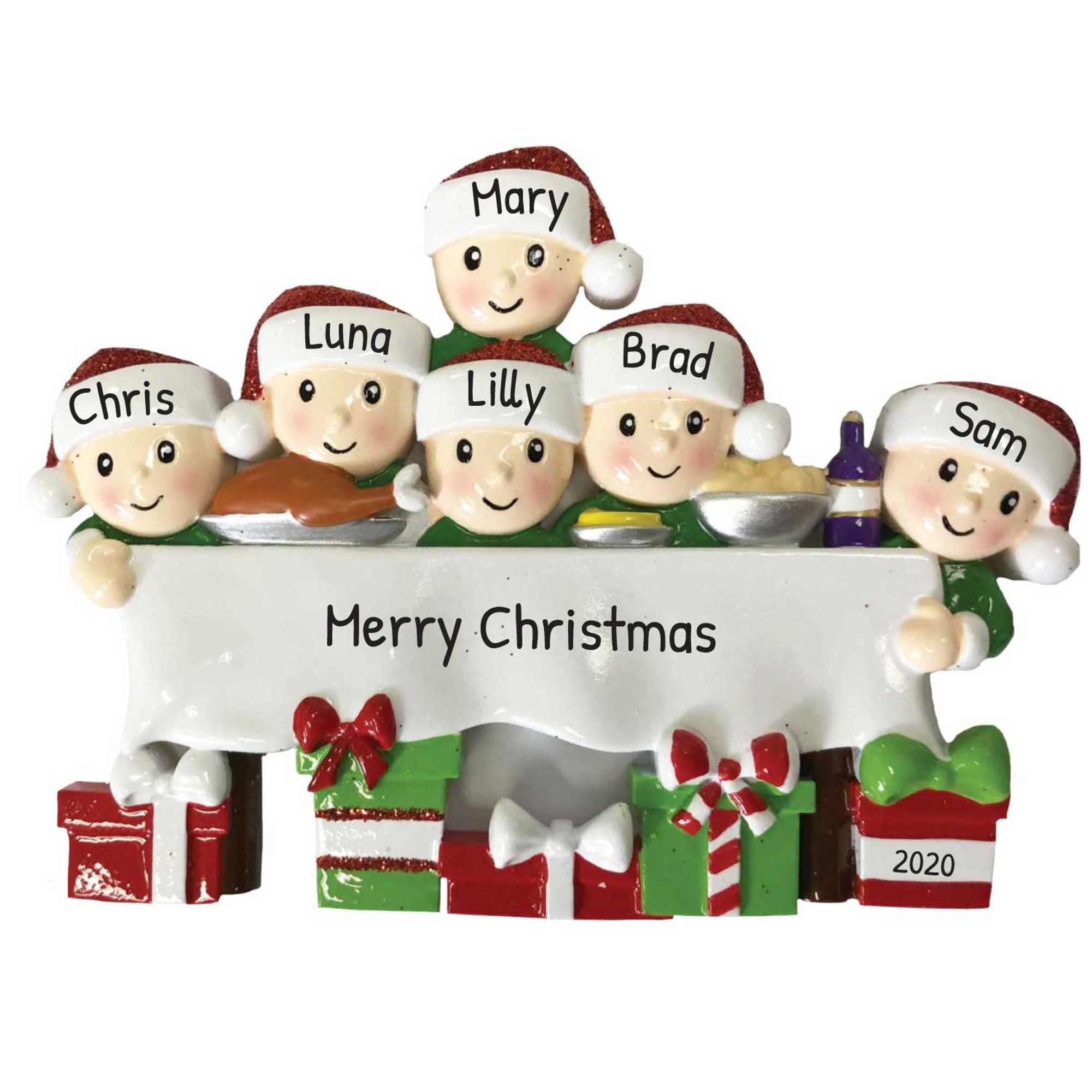 Personalized Family of 6 Christmas Dinner Ornament