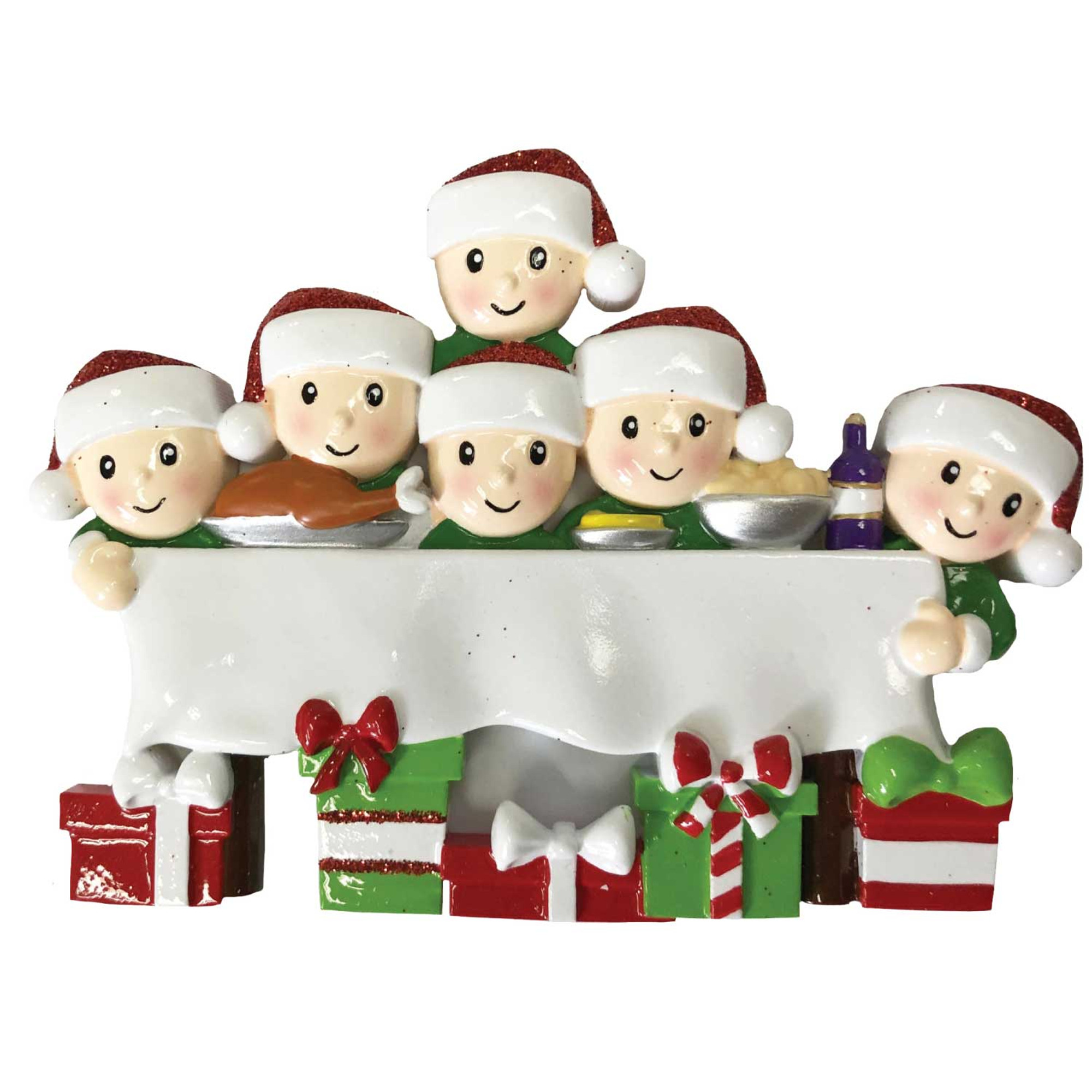Personalized Family of 6 Christmas Dinner Ornament
