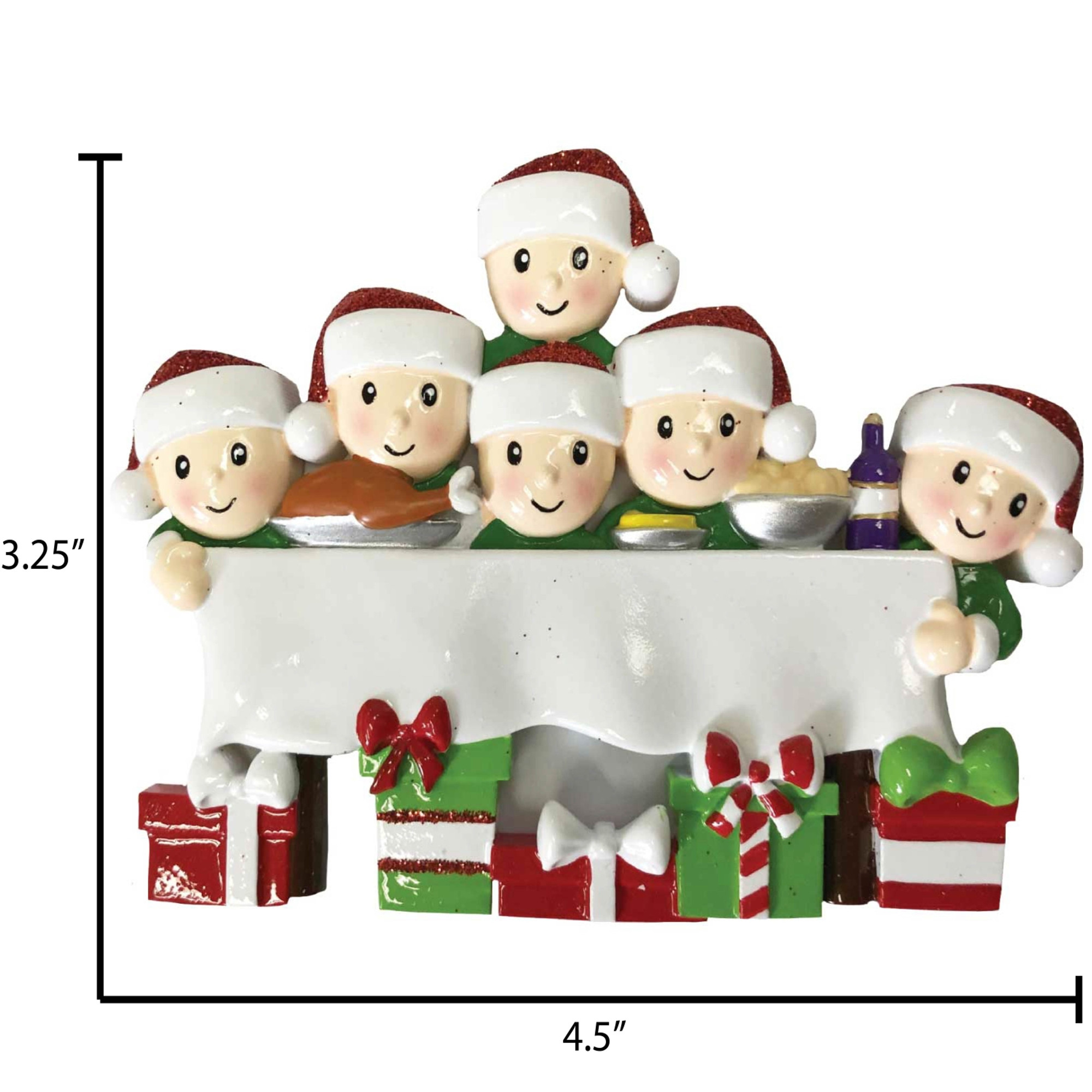 Personalized Family of 6 Christmas Dinner Ornament