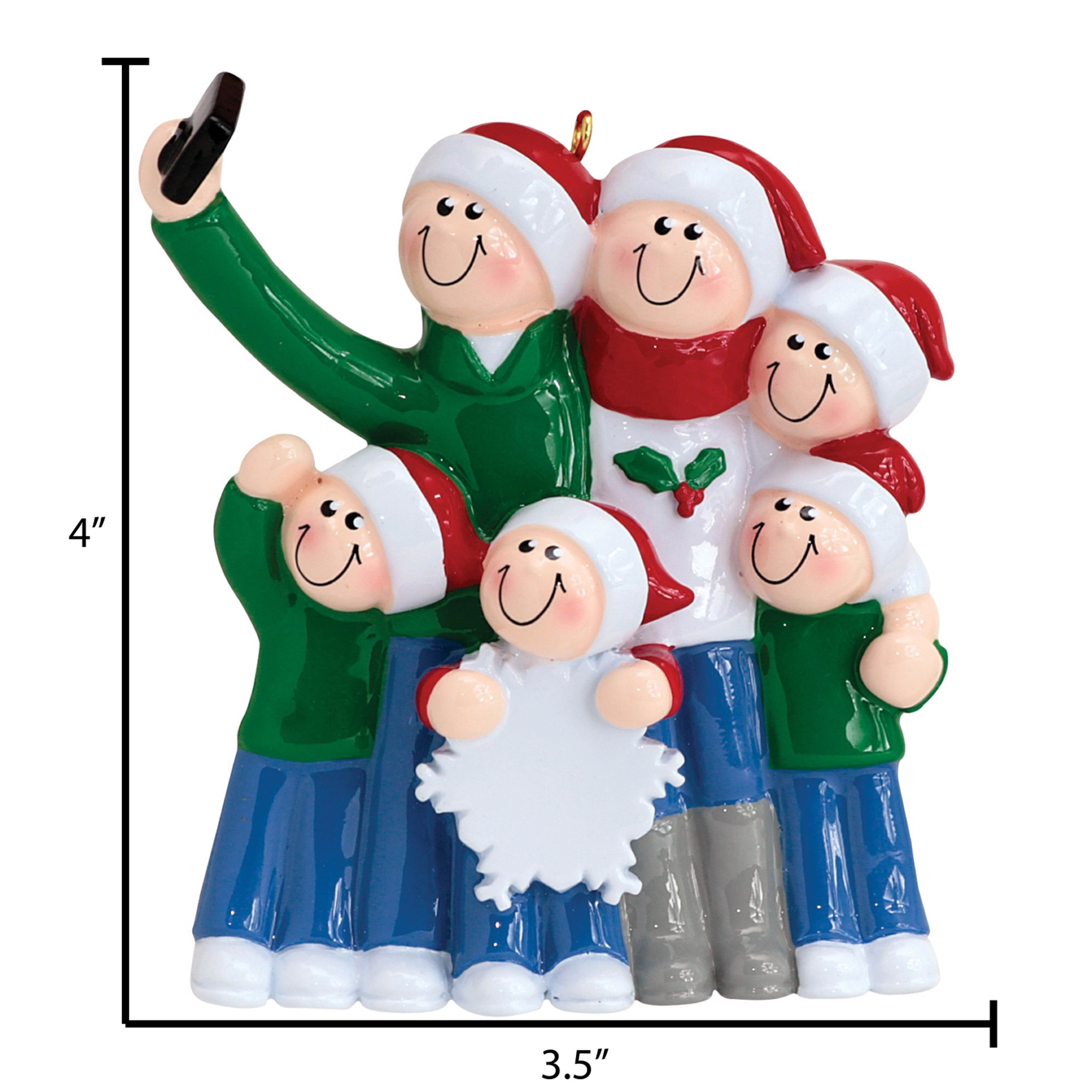 Personalized Christmas Selfie Family of 6 Ornament