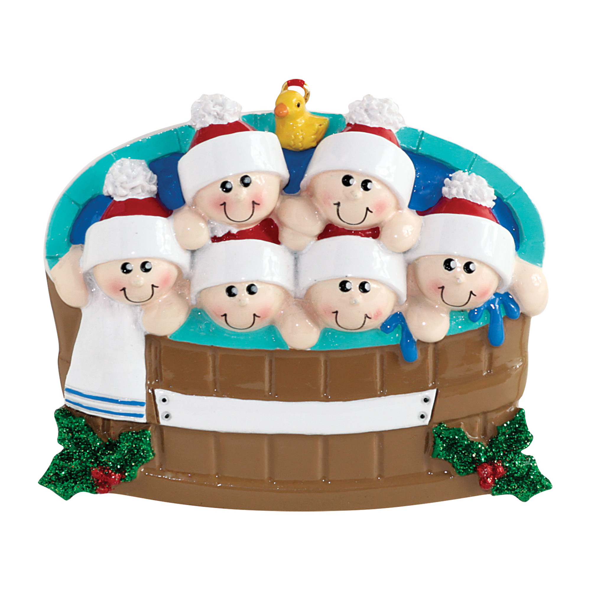 Personalized Hot Tub Family of 6 Christmas Tree Ornament